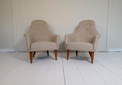 Midcentury Modern Big Adam Lounge Chairs NK, Sweden, 1950s