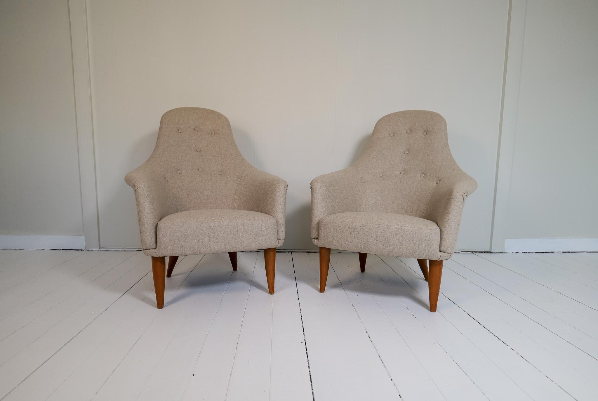 Mid-Century Modern Midcentury Modern Big Adam Lounge Chairs NK, Sweden, 1950s For Sale
