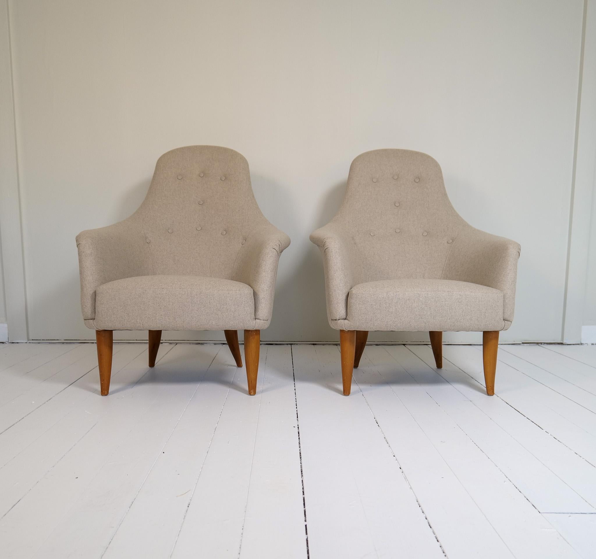 Swedish Midcentury Modern Big Adam Lounge Chairs NK, Sweden, 1950s For Sale