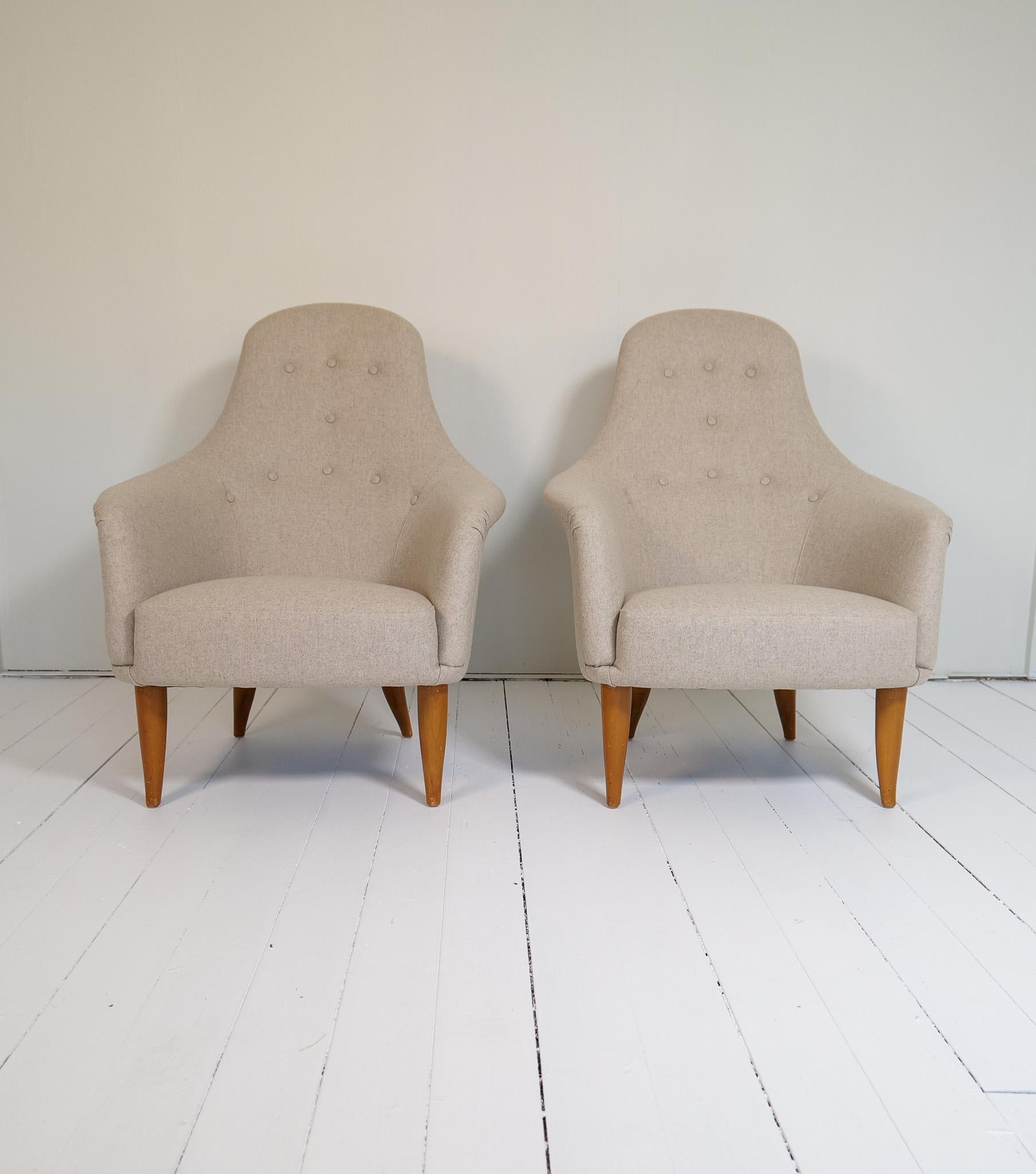 Midcentury Modern Big Adam Lounge Chairs NK, Sweden, 1950s In Good Condition For Sale In Hillringsberg, SE