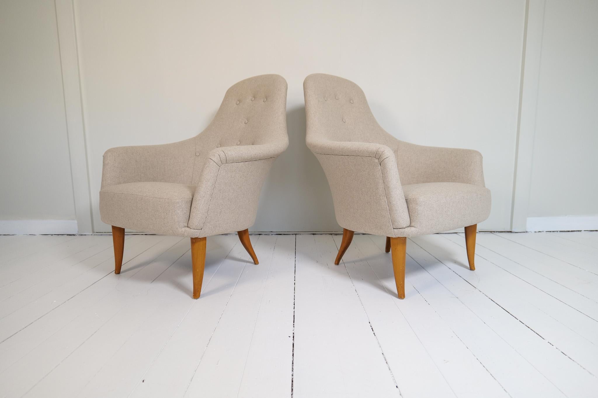 Midcentury Modern Big Adam Lounge Chairs NK, Sweden, 1950s For Sale 2