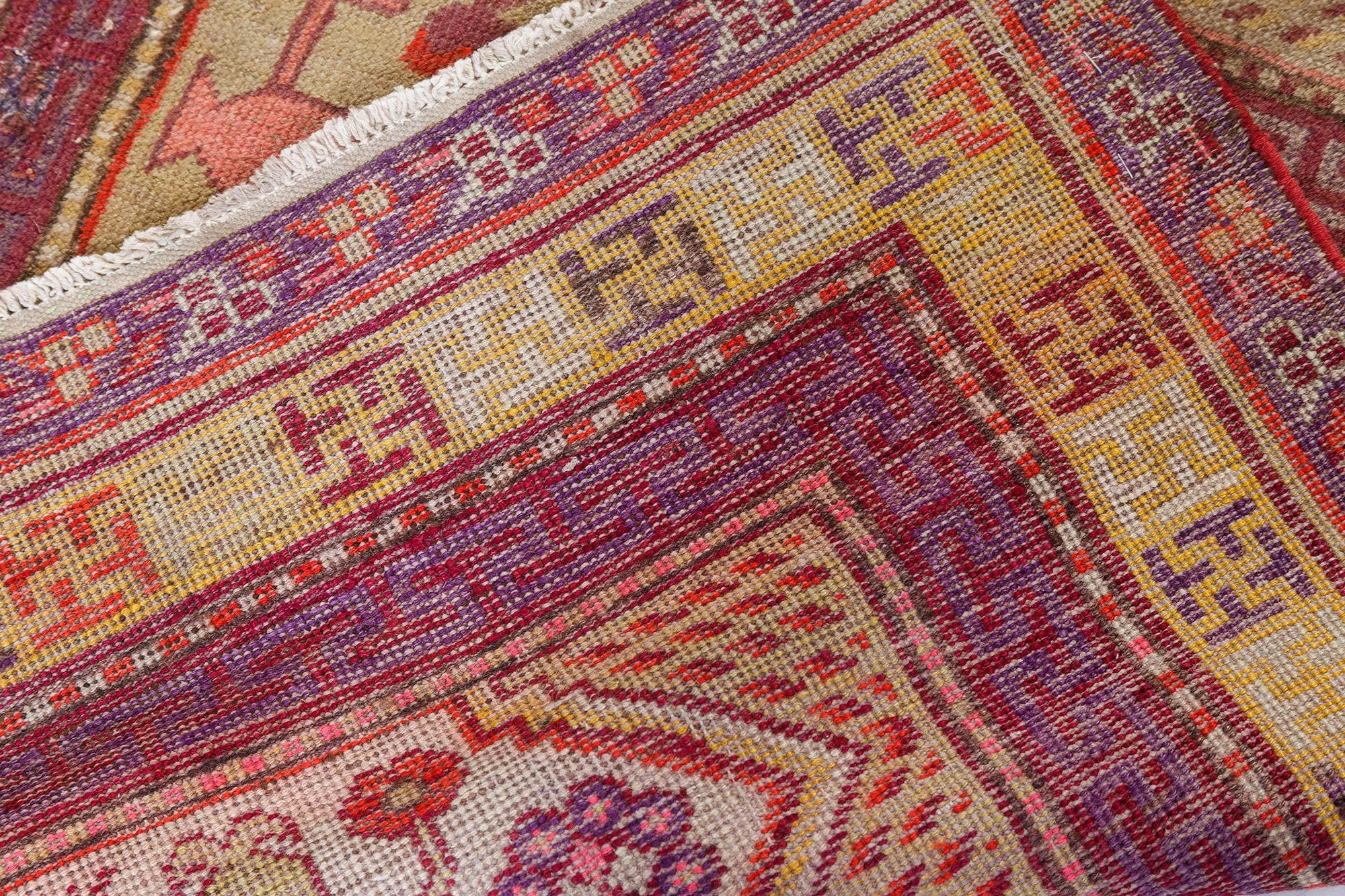 Midcentury Khotan Samarkand Handmade Wool Rug For Sale 2
