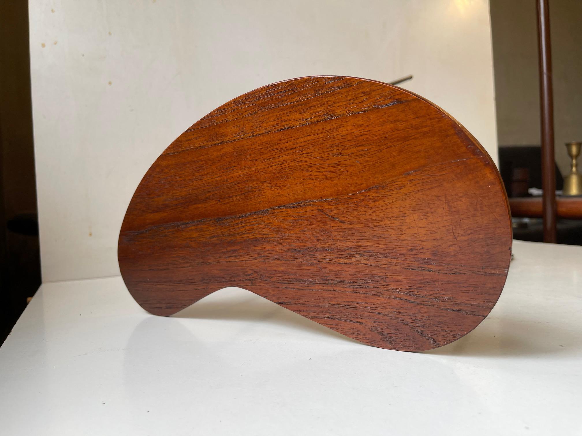 Mid-Century Modern Midcentury Kidney Plant, Candle Table in Teak and Black Iron, 1950s