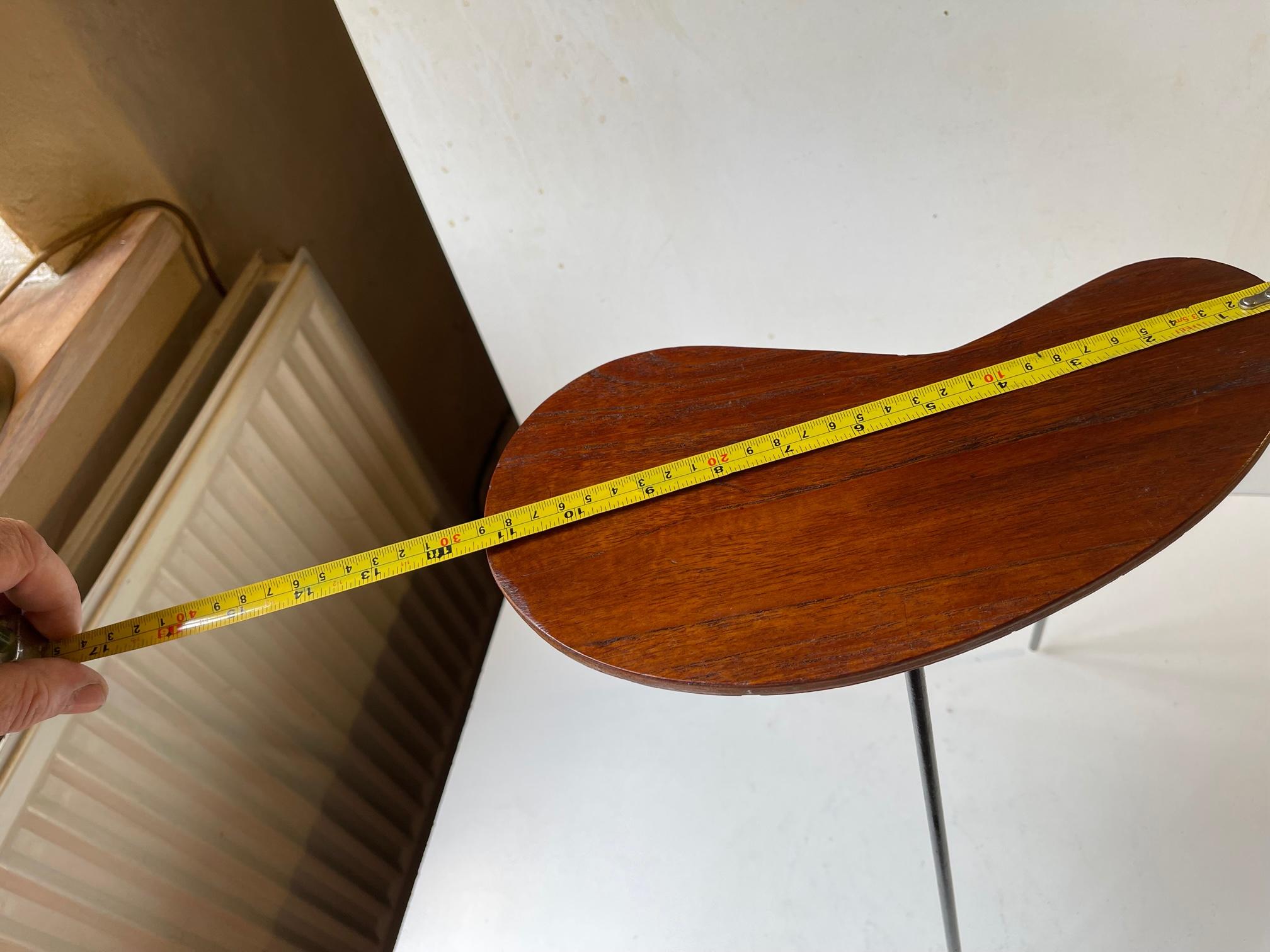 European Midcentury Kidney Plant, Candle Table in Teak and Black Iron, 1950s