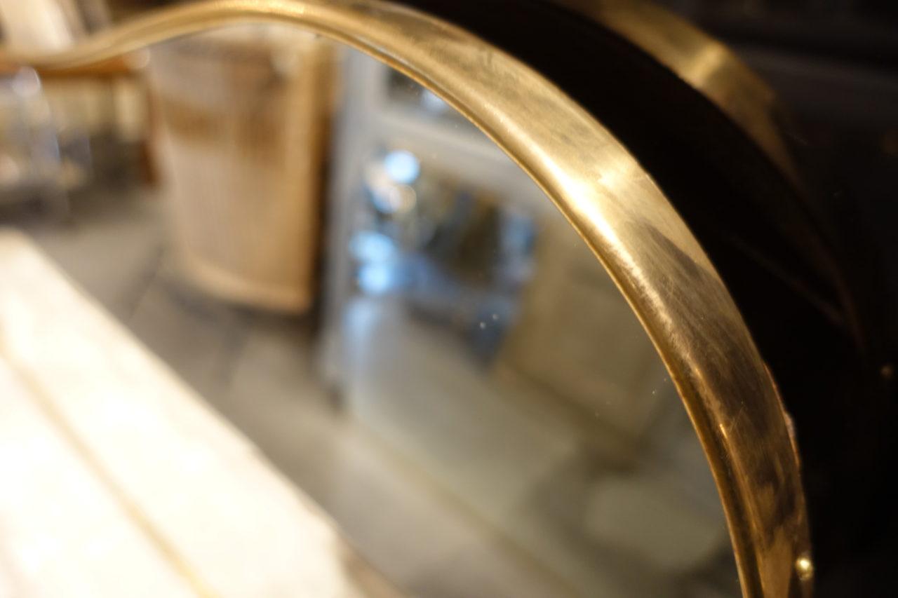 Italian Midcentury Kidney Shaped Brass Mirror