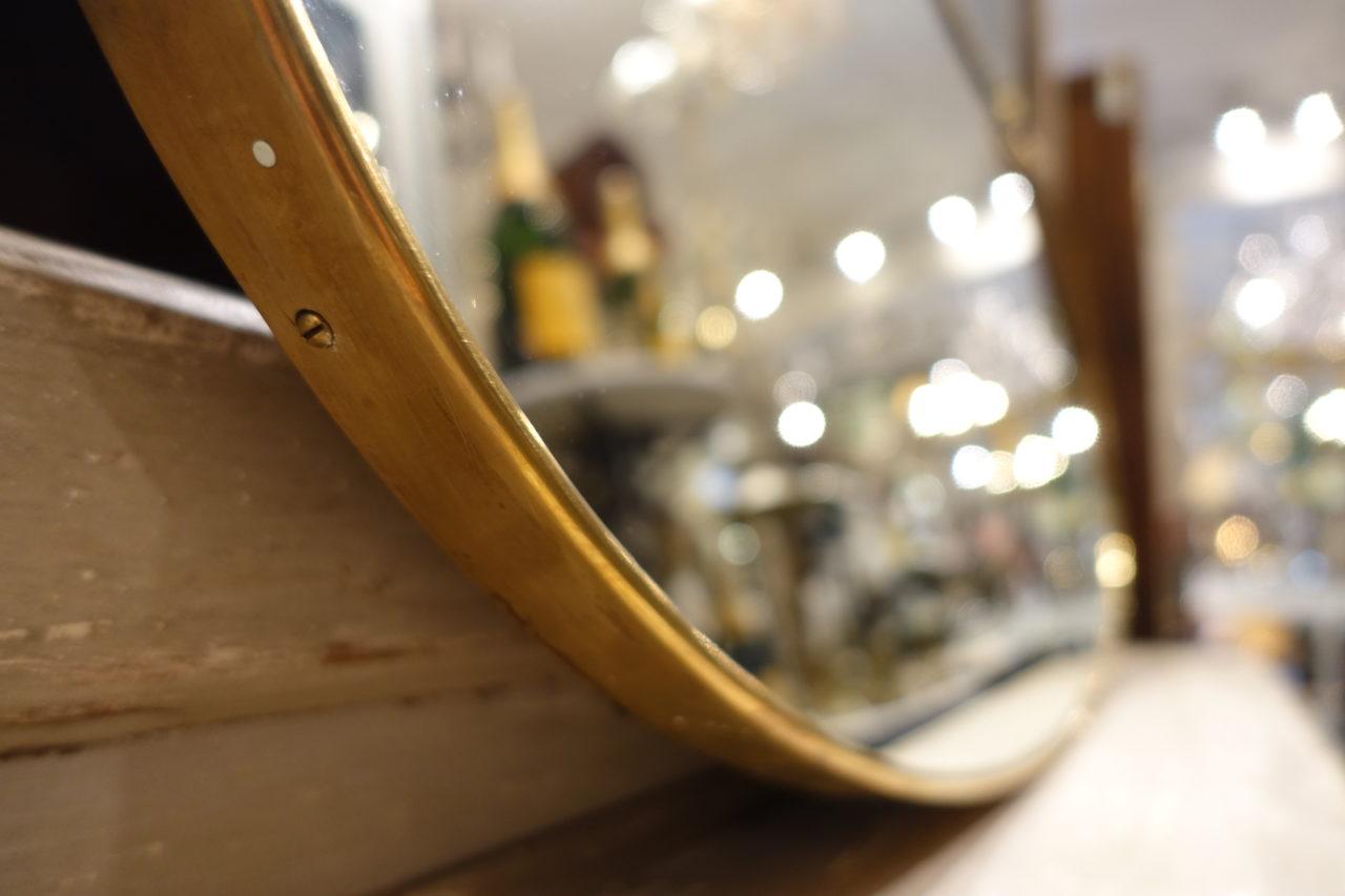 Midcentury Kidney Shaped Brass Mirror In Excellent Condition In Copenhagen K, DK