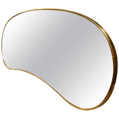 Midcentury Kidney Shaped Brass Mirror
