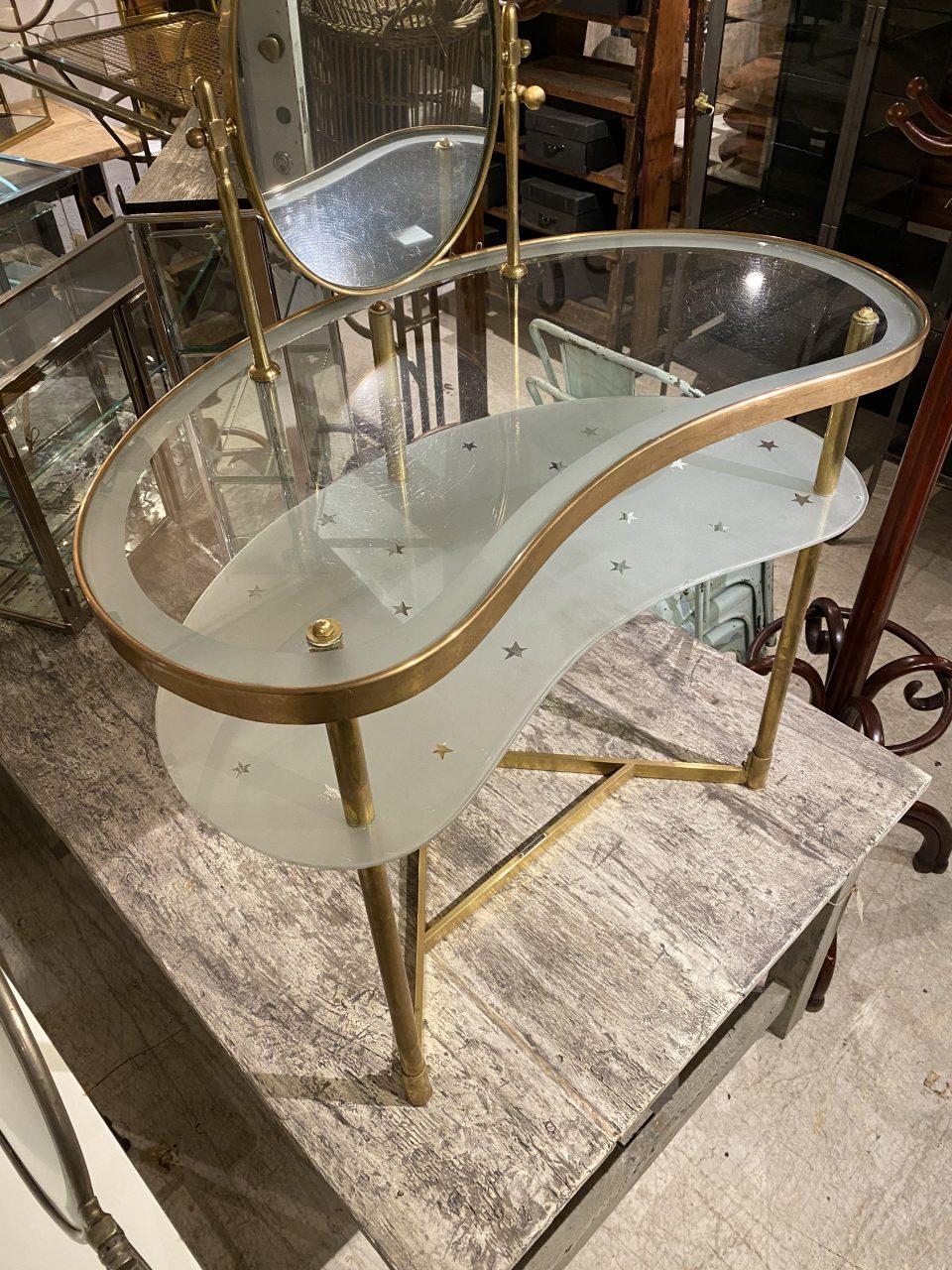 French Midcentury Kidney Shaped Vanity Table, France