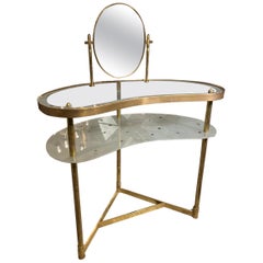 Vintage Midcentury Kidney Shaped Vanity Table, France