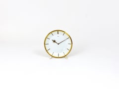 Midcentury Kienzle Brass Table Clock, Heinrich Moeller Style, Germany, 1950s
