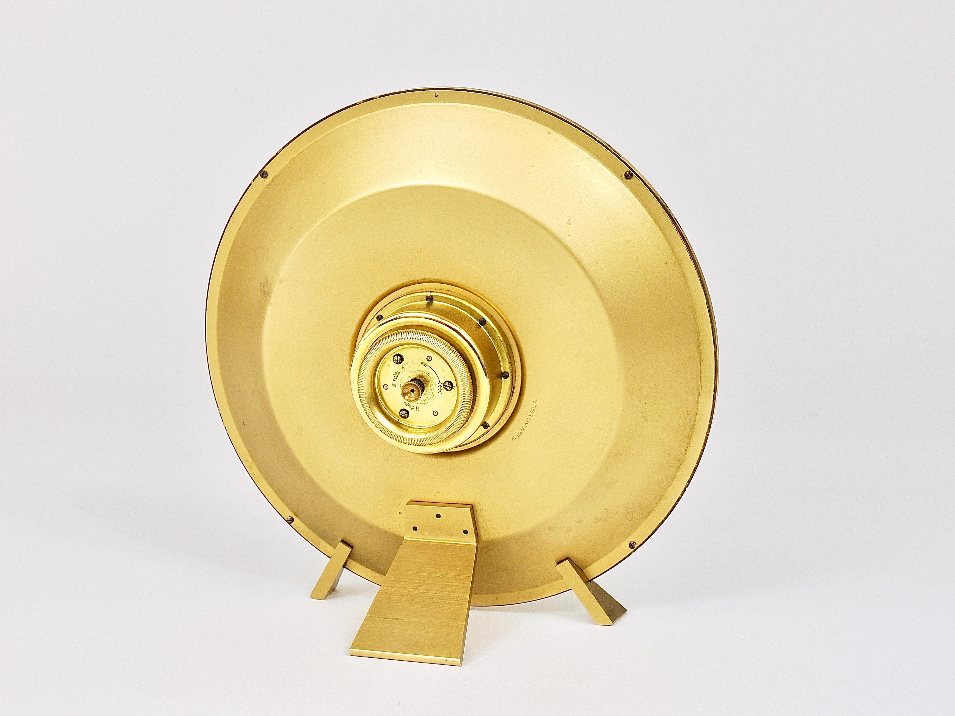 Midcentury Kienzle Brass Table Clock, Heinrich Moeller Style, Germany, 1950s For Sale 1