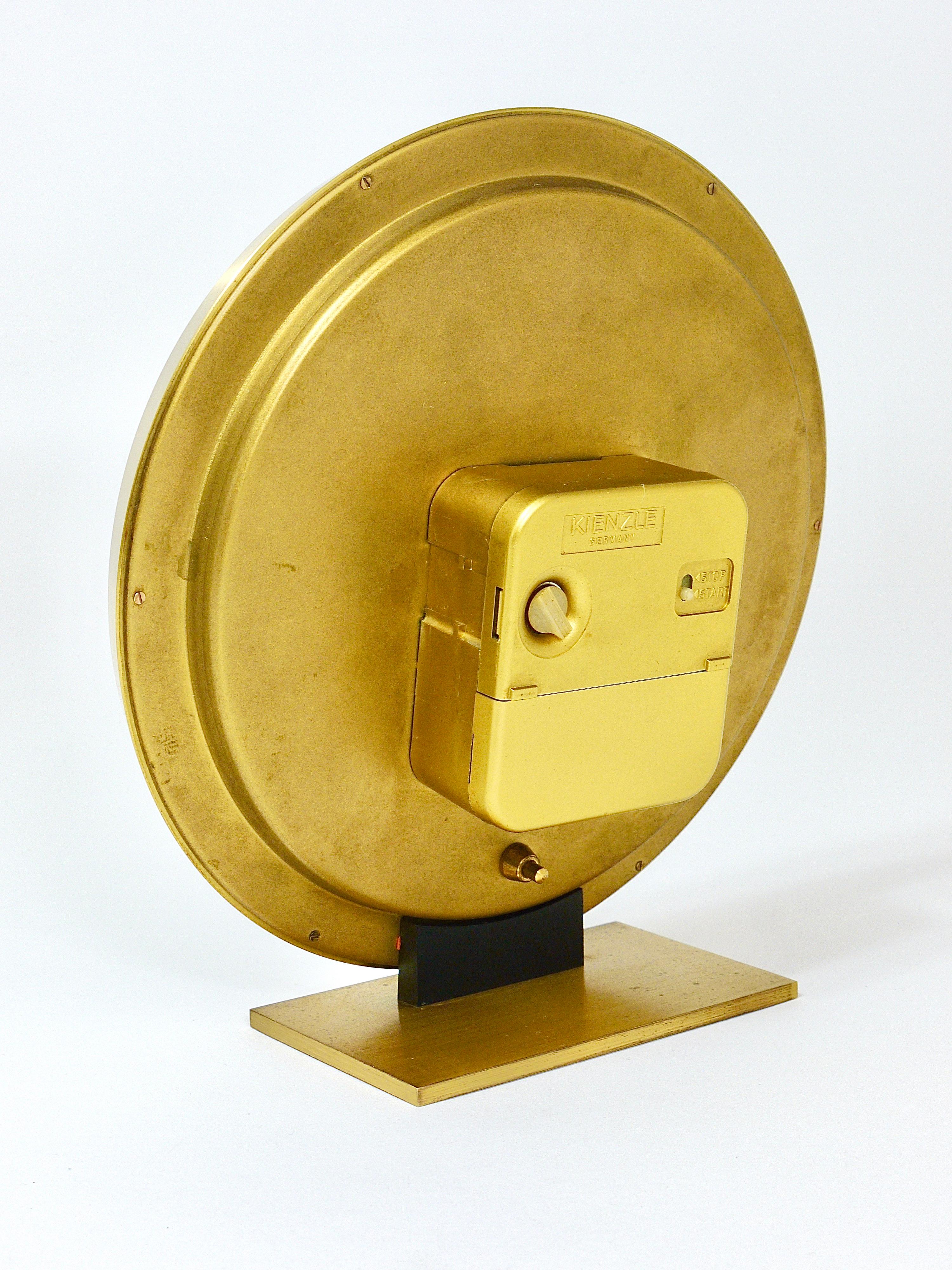 Midcentury Kienzle GMT World Time Zone Brass Table Clock, Germany, 1960s 2