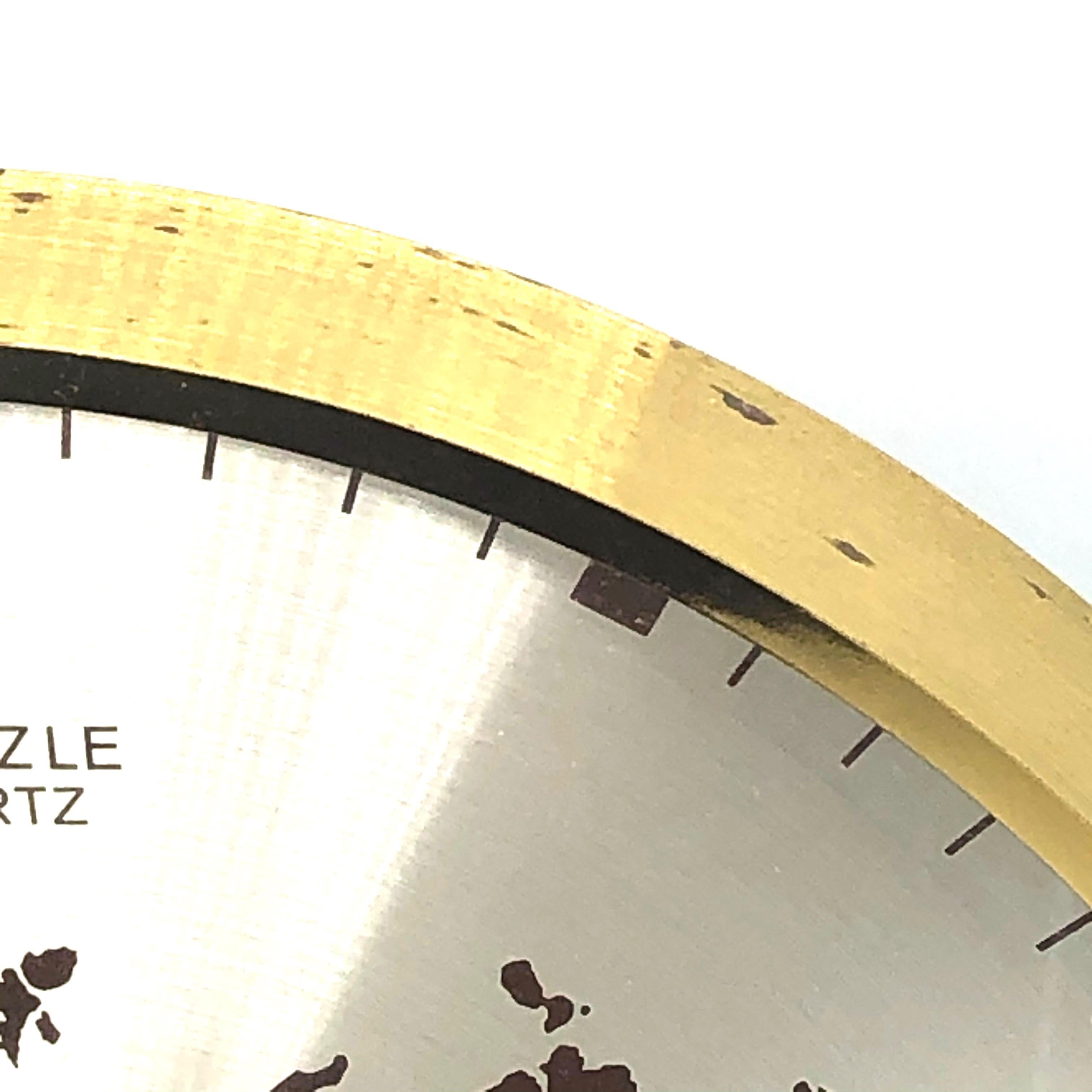 Mid-20th Century Midcentury Kienzle GMT World Time Zone Brass Table Clock, Germany, 1960s