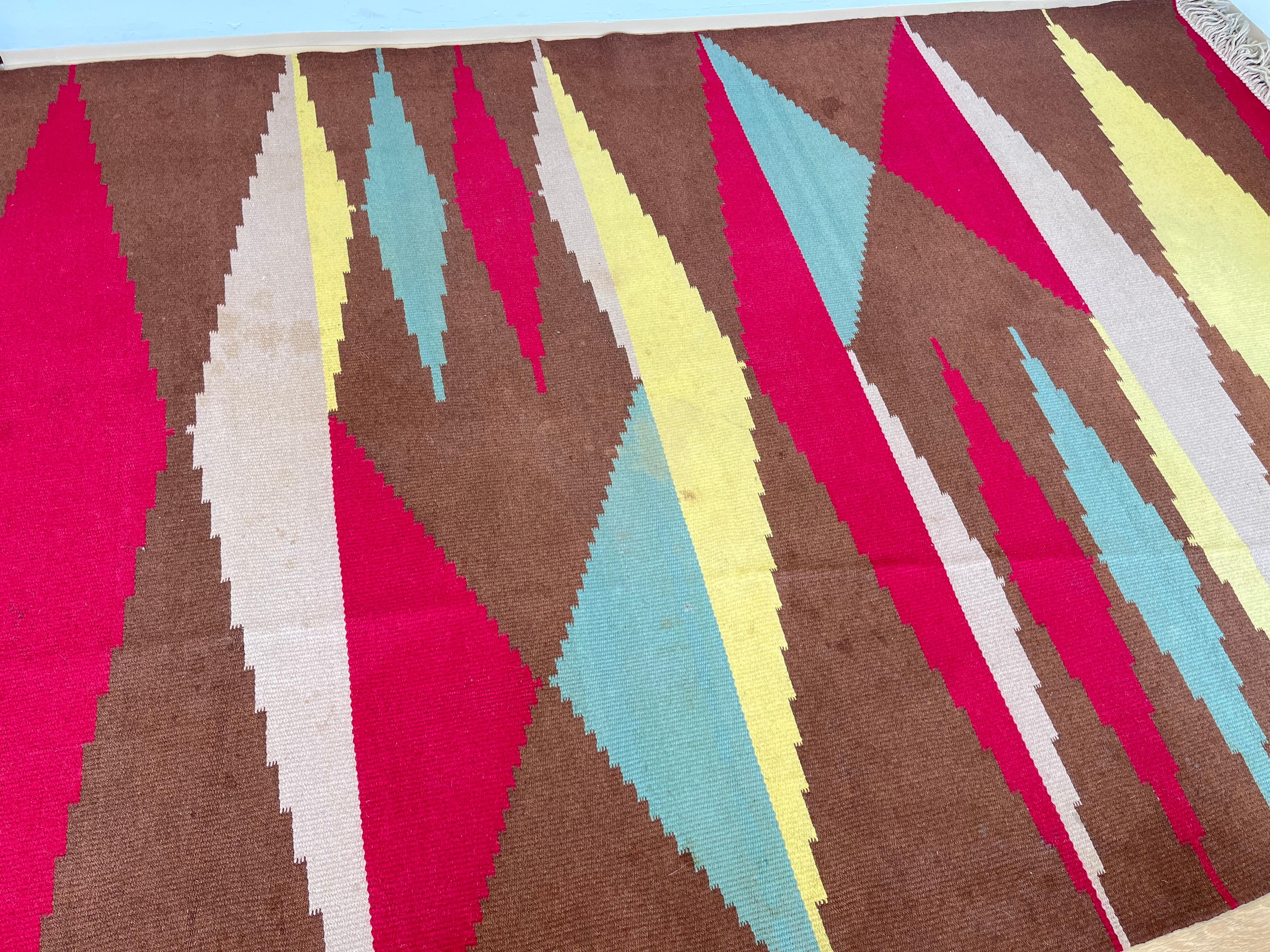 Kilim Abstraktes Wolldesign Geometrischer Teppich aus der Mitte des Jahrhunderts, 1960er Jahre (Wolle) im Angebot