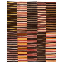 Midcentury Kilim Handmade Striped Wool Rug