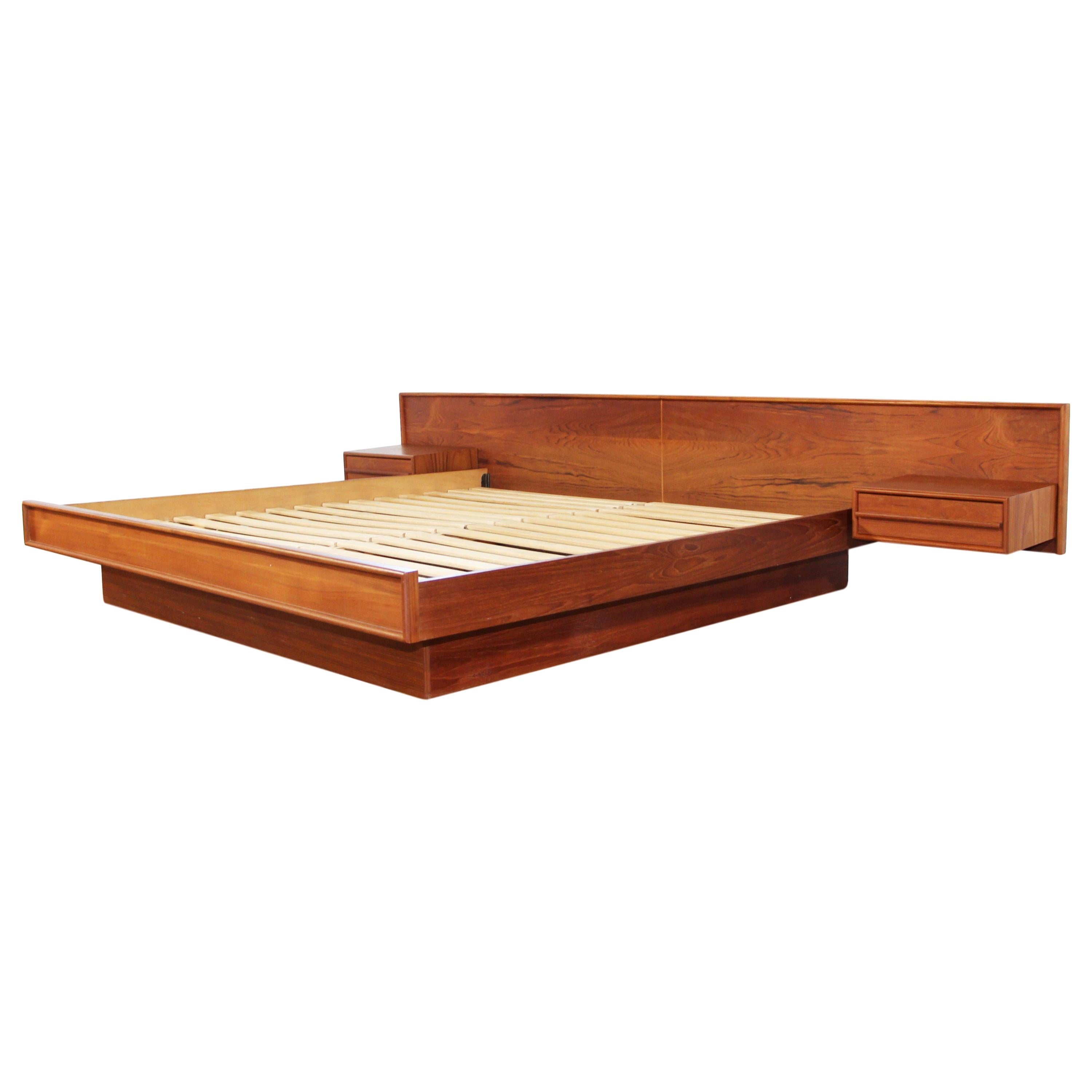 Midcentury King Size Teak Platform Bed, Danish Bed Frame Uk