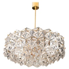 Midcentury Kinkeldey Gilt Brass Chandelier Crystal Pendant Light, Gio Ponti Era