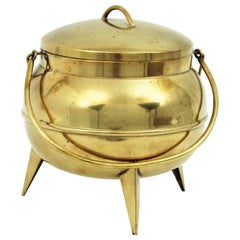 Mid-Century Modern Ice Bucket in Brass with Kitchen Pot Shape, Spain 1950s