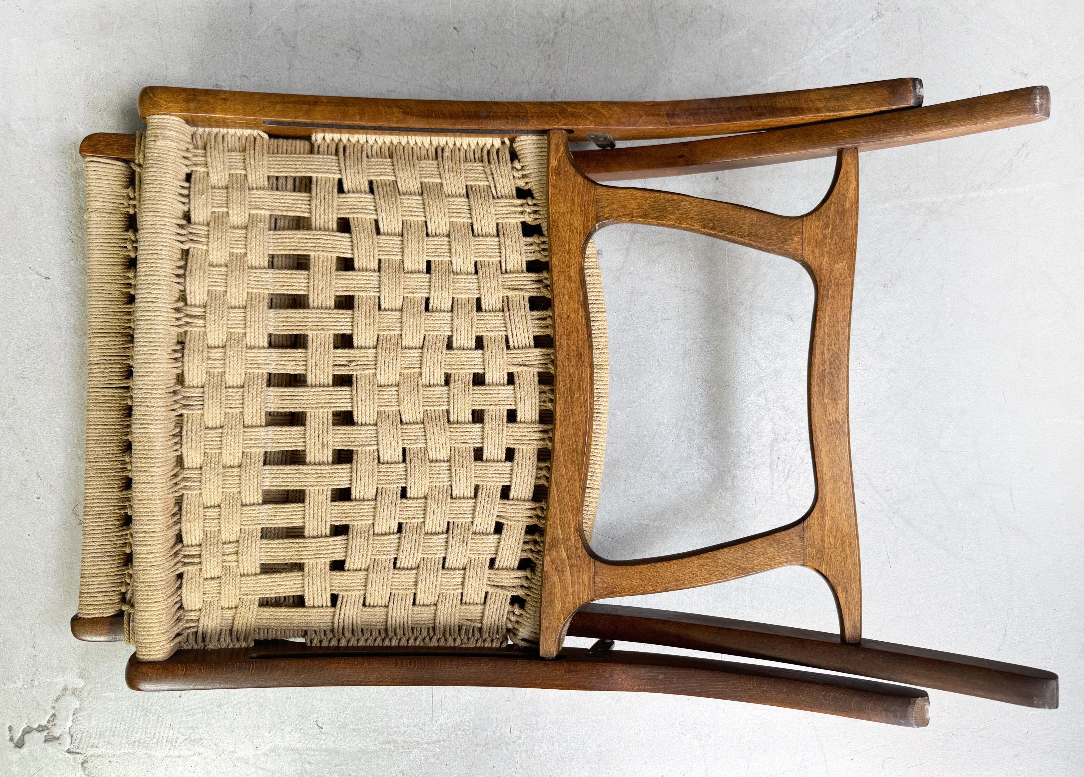 Klappstuhl di metà secolo ähnlich Hans Wegner Teak Seil 1960 Sessel in vendita 4