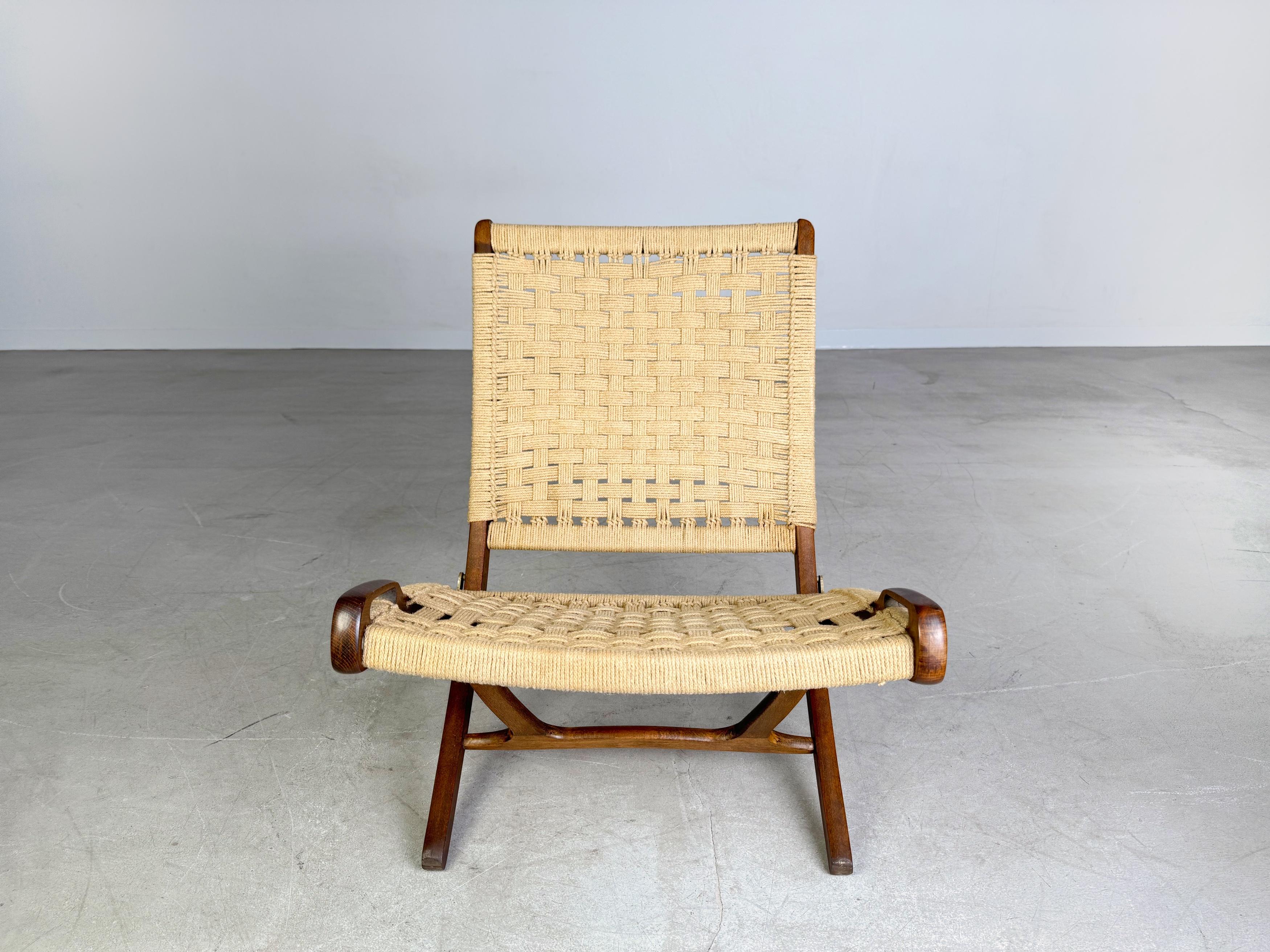 Sconosciuto Klappstuhl di metà secolo ähnlich Hans Wegner Teak Seil 1960 Sessel in vendita
