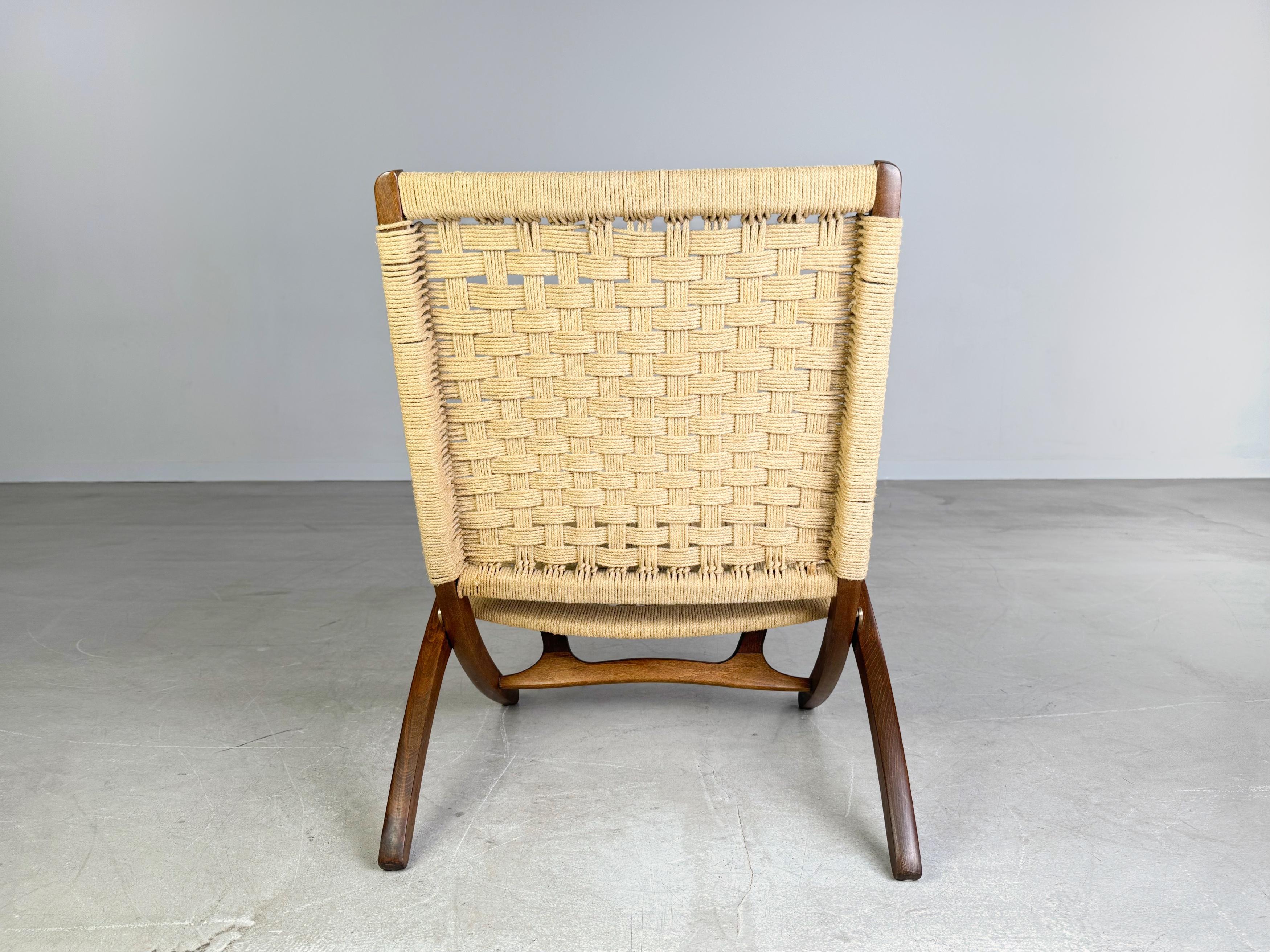 Metà XX secolo Klappstuhl di metà secolo ähnlich Hans Wegner Teak Seil 1960 Sessel in vendita