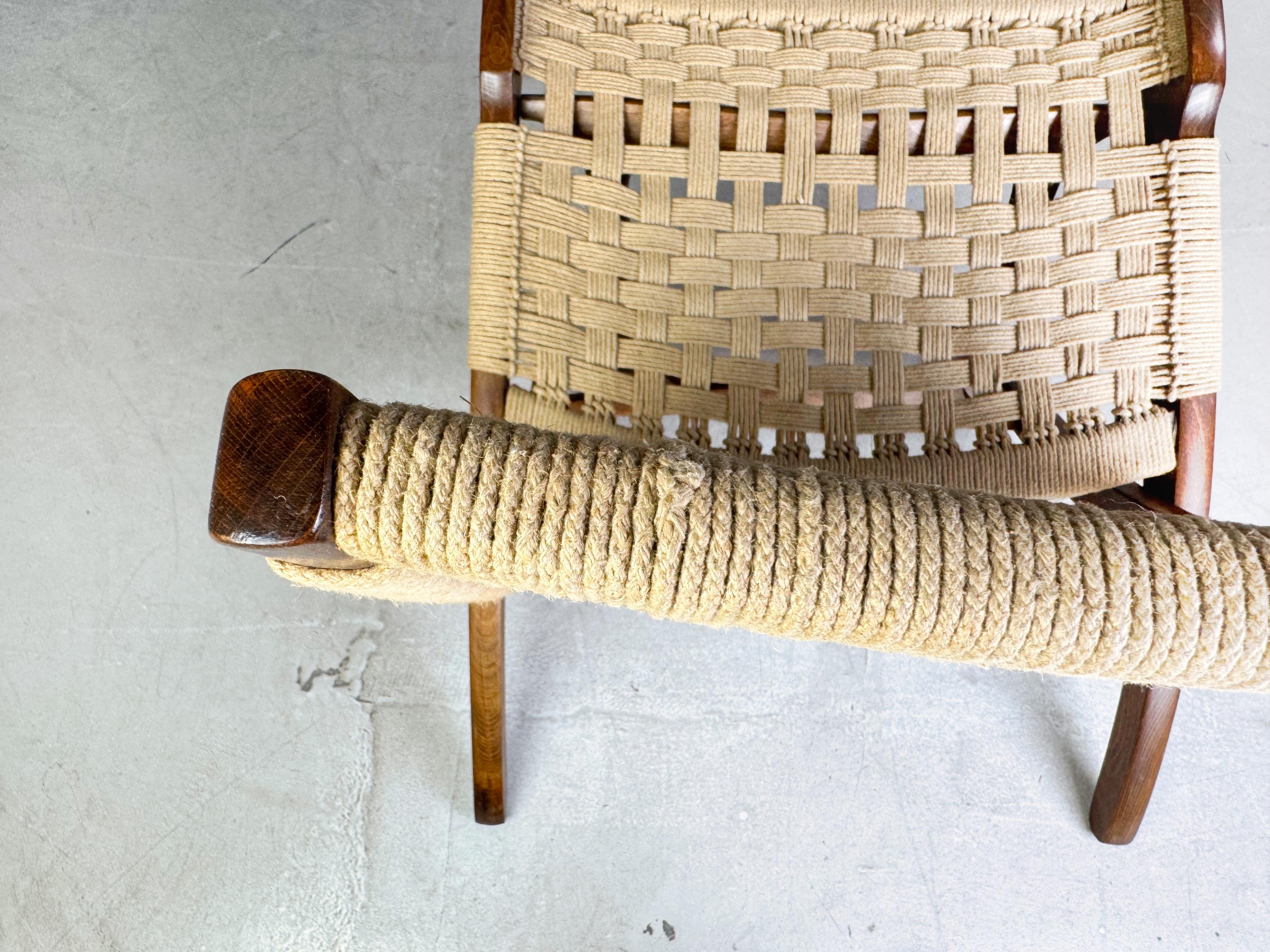 Klappstuhl di metà secolo ähnlich Hans Wegner Teak Seil 1960 Sessel in vendita 1
