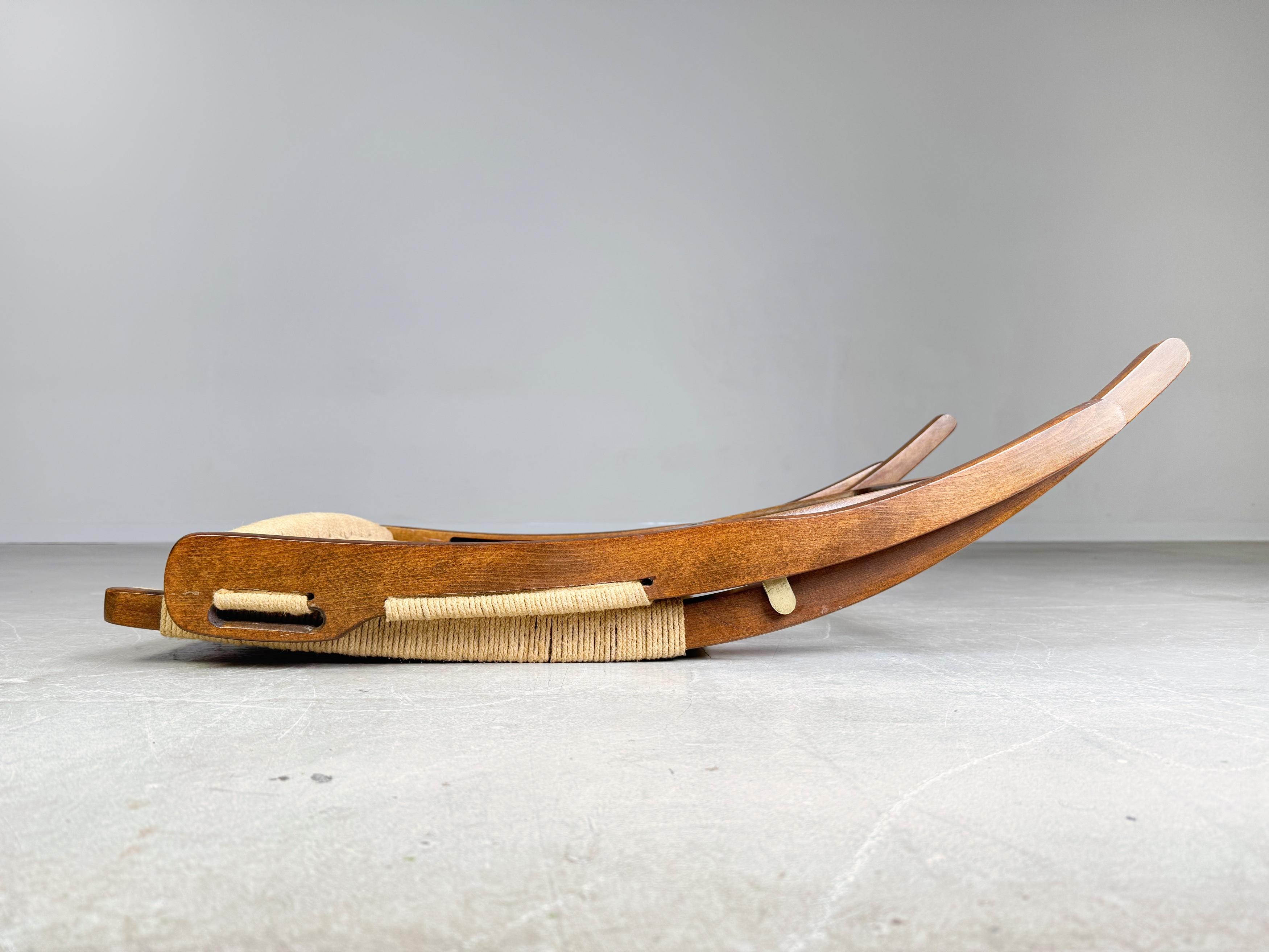 Klappstuhl di metà secolo ähnlich Hans Wegner Teak Seil 1960 Sessel in vendita 3