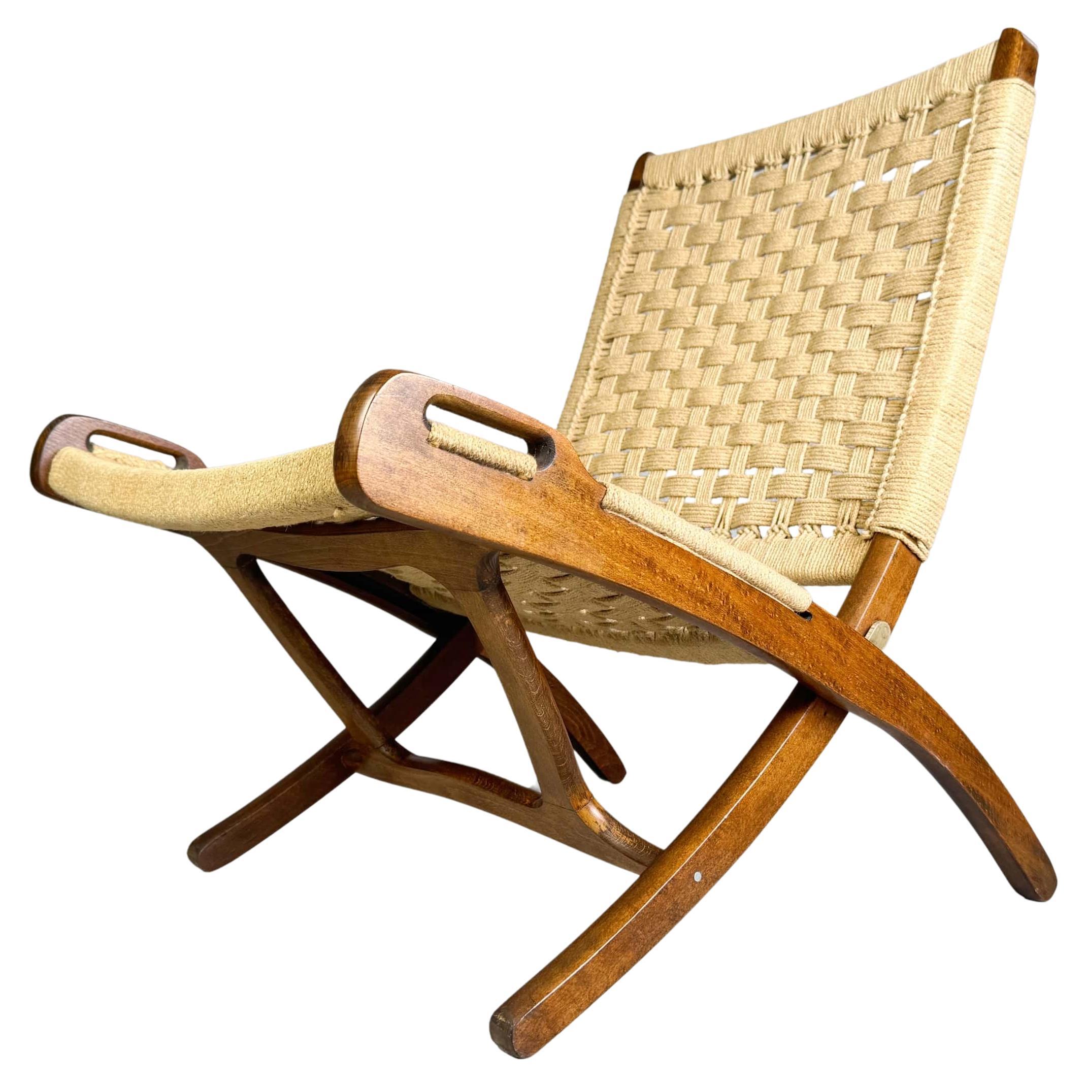 Midcentury Klappstuhl ähnlich Hans Wegner Teak Seil 1960 Sessel