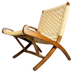 Vintage Midcentury Klappstuhl ähnlich Hans Wegner Teak Seil 1960 Sessel