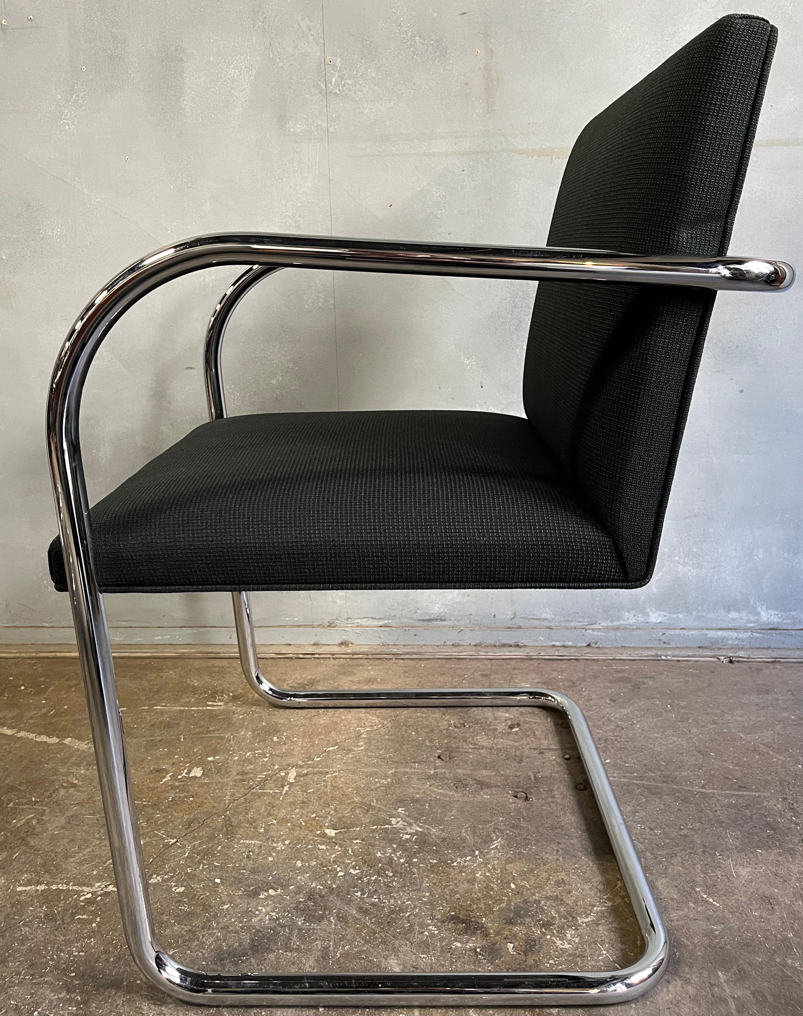 Mid-Century Modern Midcentury Knoll Brno Chairs by Mies Van Der Rohe in Black 30 Available For Sale