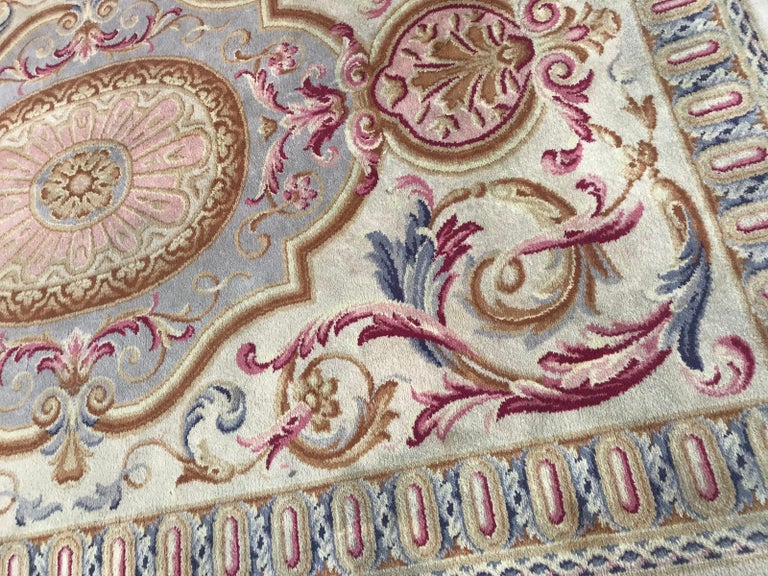 Midcentury Knotted Aubusson Savonnerie Design Rug For Sale at 1stDibs