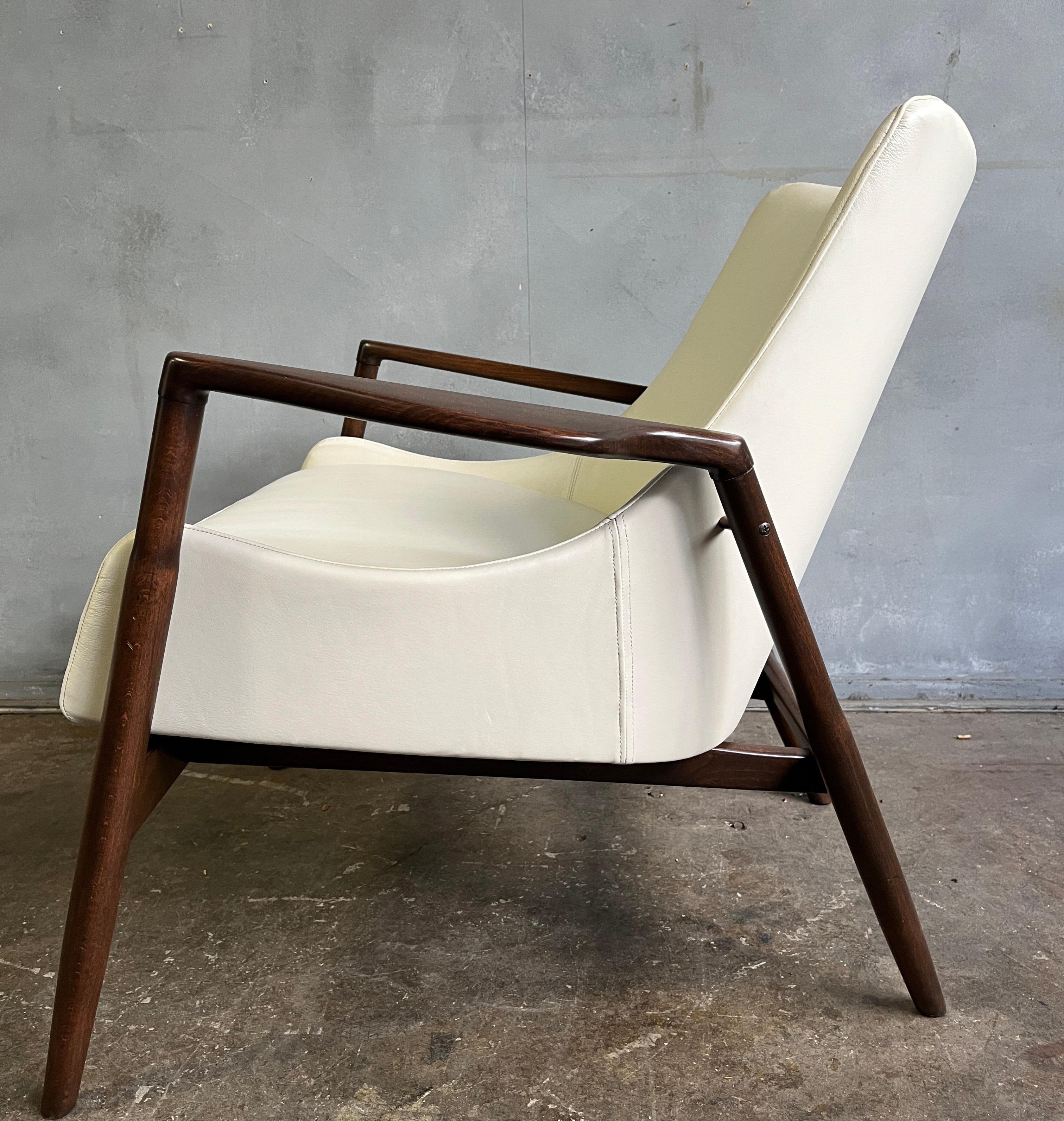 Leather Midcentury Kofod Larsen Lounge Chairs Pair