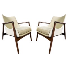 Retro Midcentury Kofod Larsen Lounge Chairs Pair