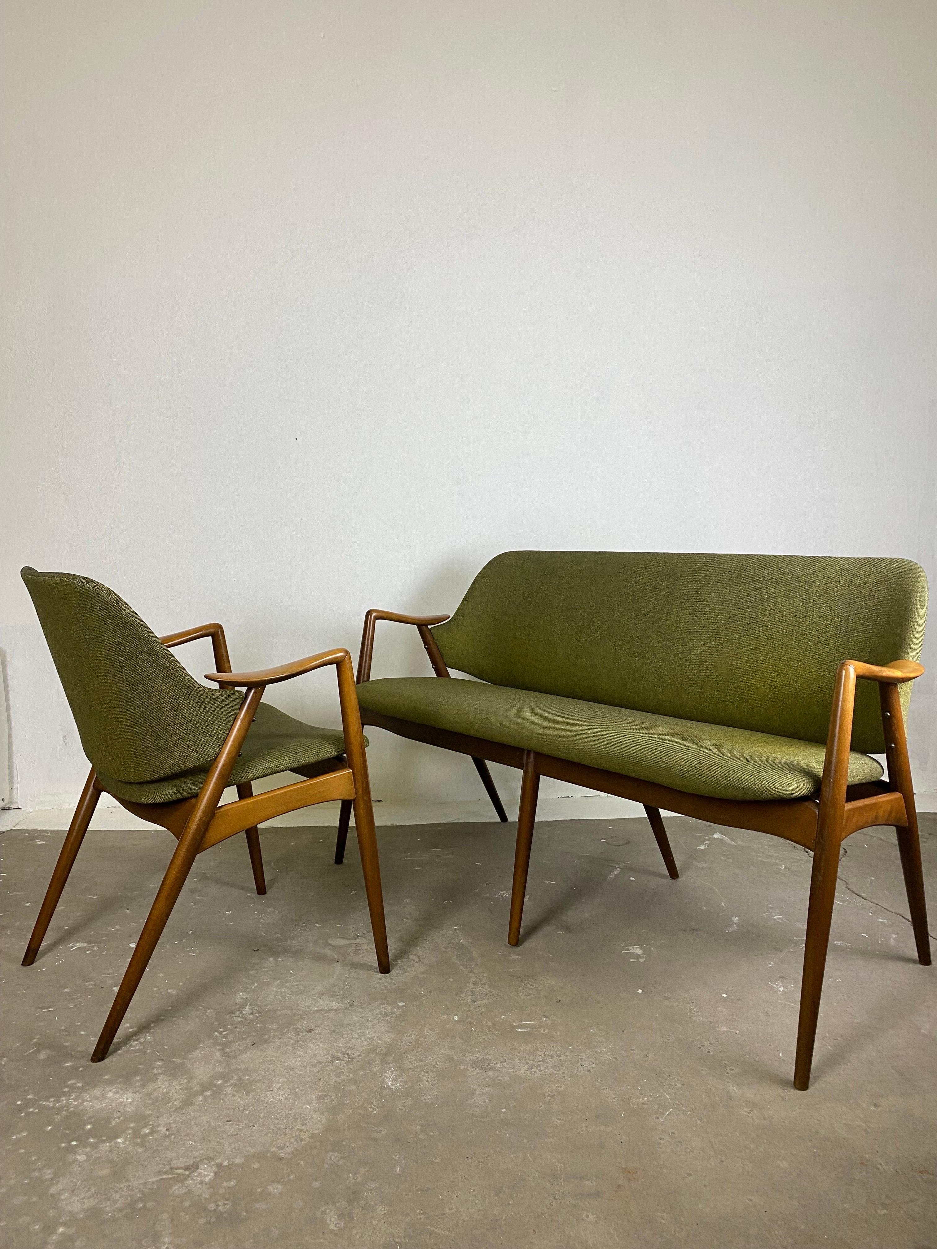 Midcentury Kontur 2er Set  Stühle von Alf Svensson für Dux Schweden 1950er Jahre (Polster) im Angebot