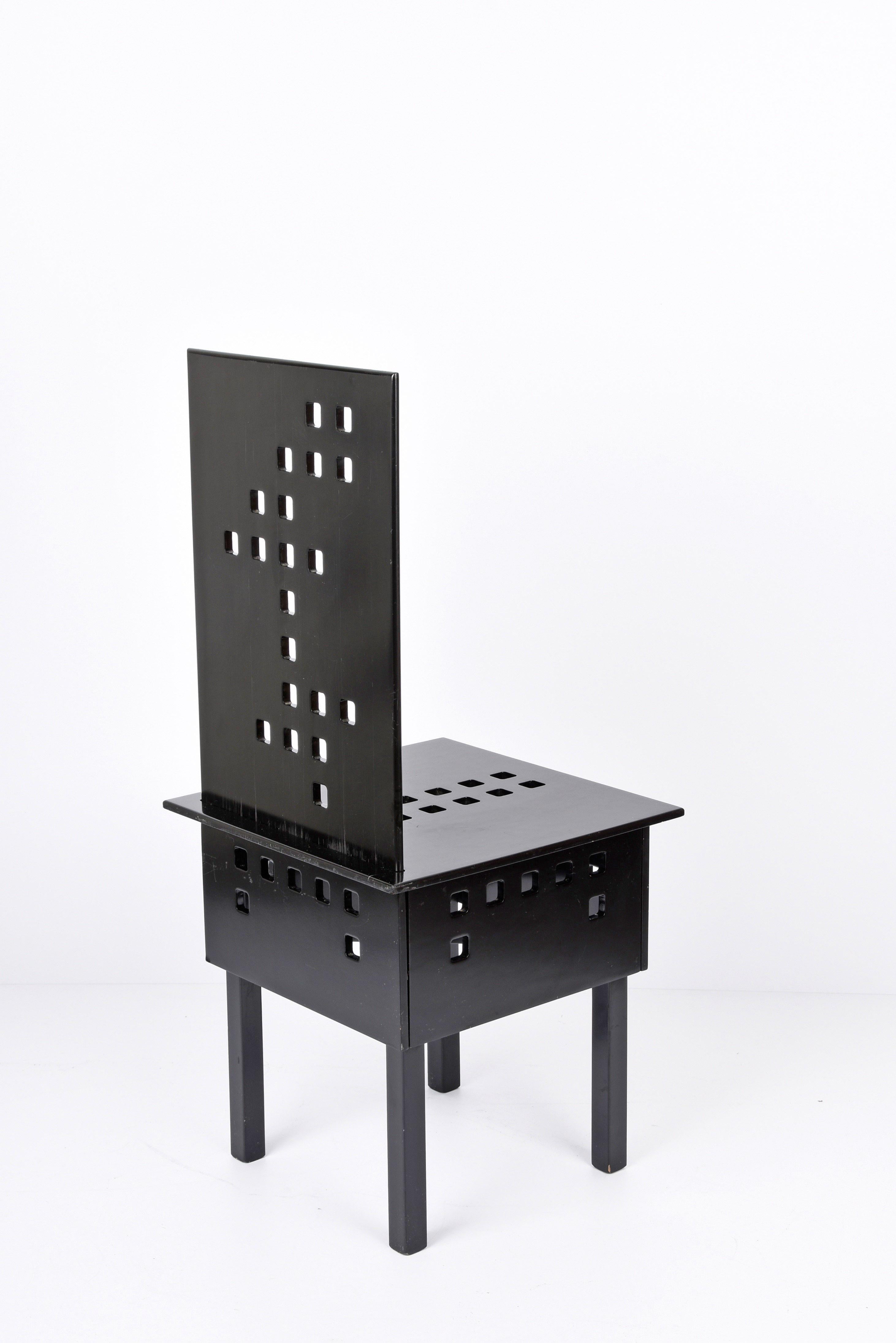 Midcentury Lacquered Black Ash Wood Chair after Charles Rennie Mackintosh, 1980s 4