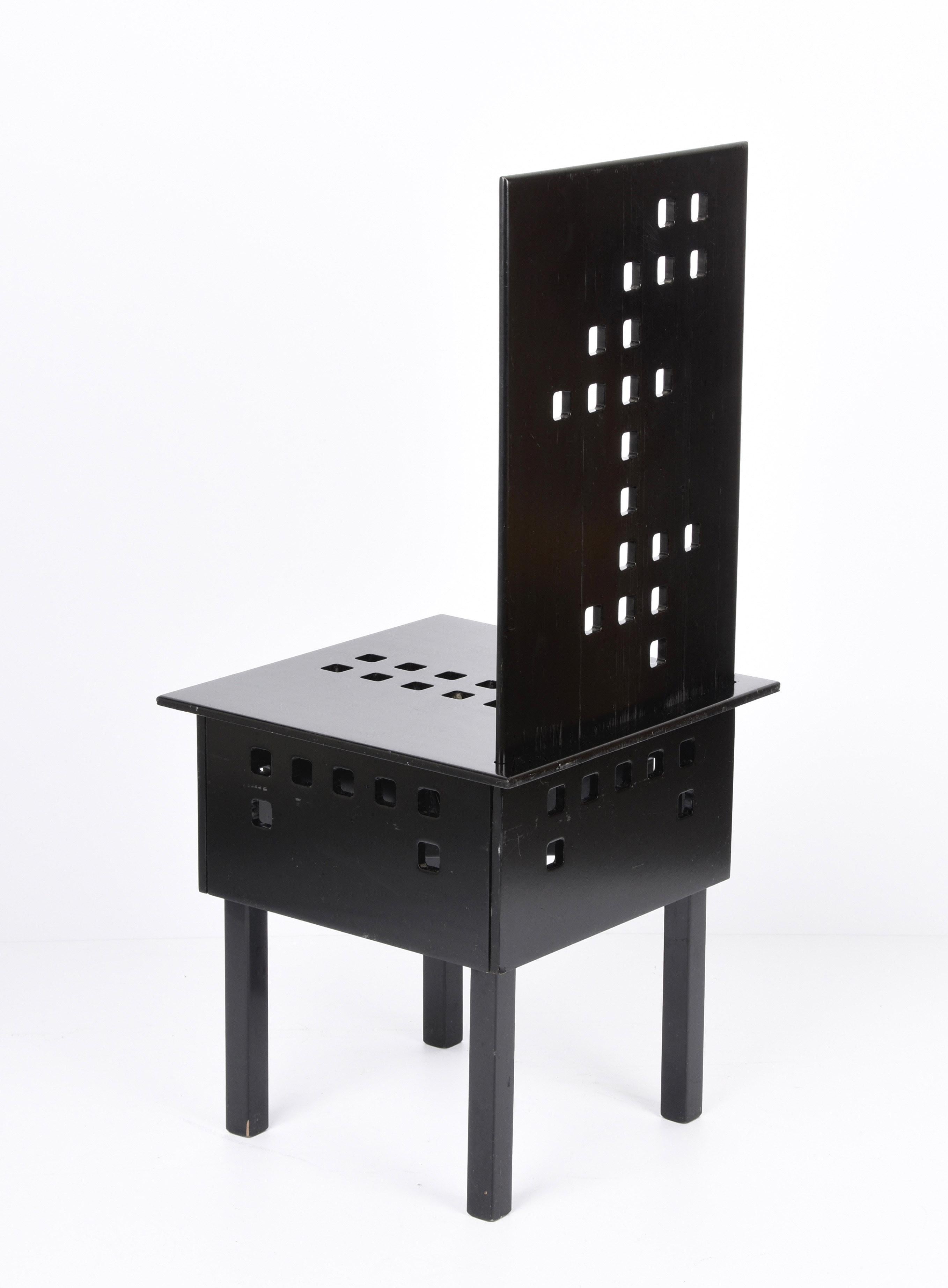 Midcentury Lacquered Black Ash Wood Chair after Charles Rennie Mackintosh, 1980s 7