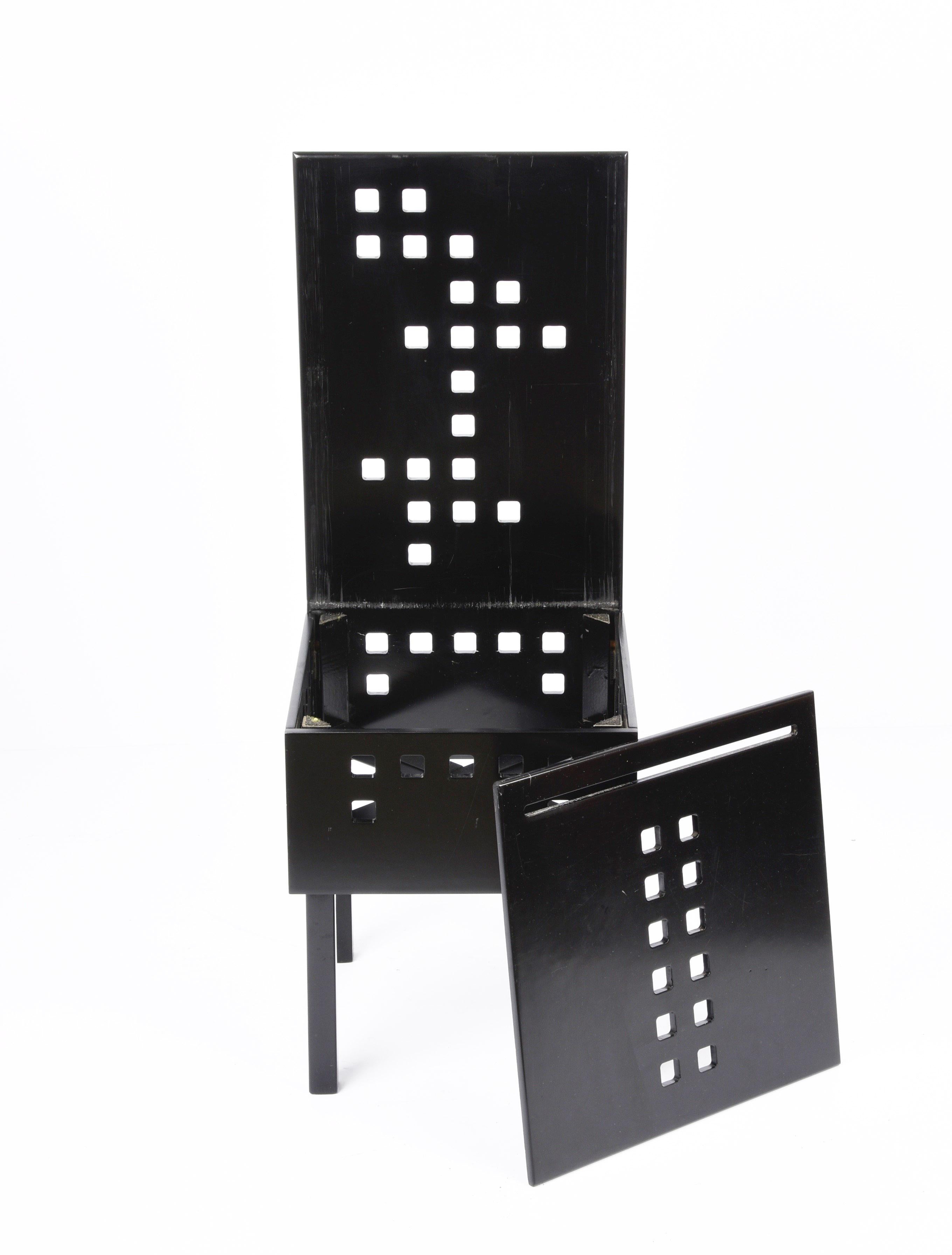 Midcentury Lacquered Black Ash Wood Chair after Charles Rennie Mackintosh, 1980s 8