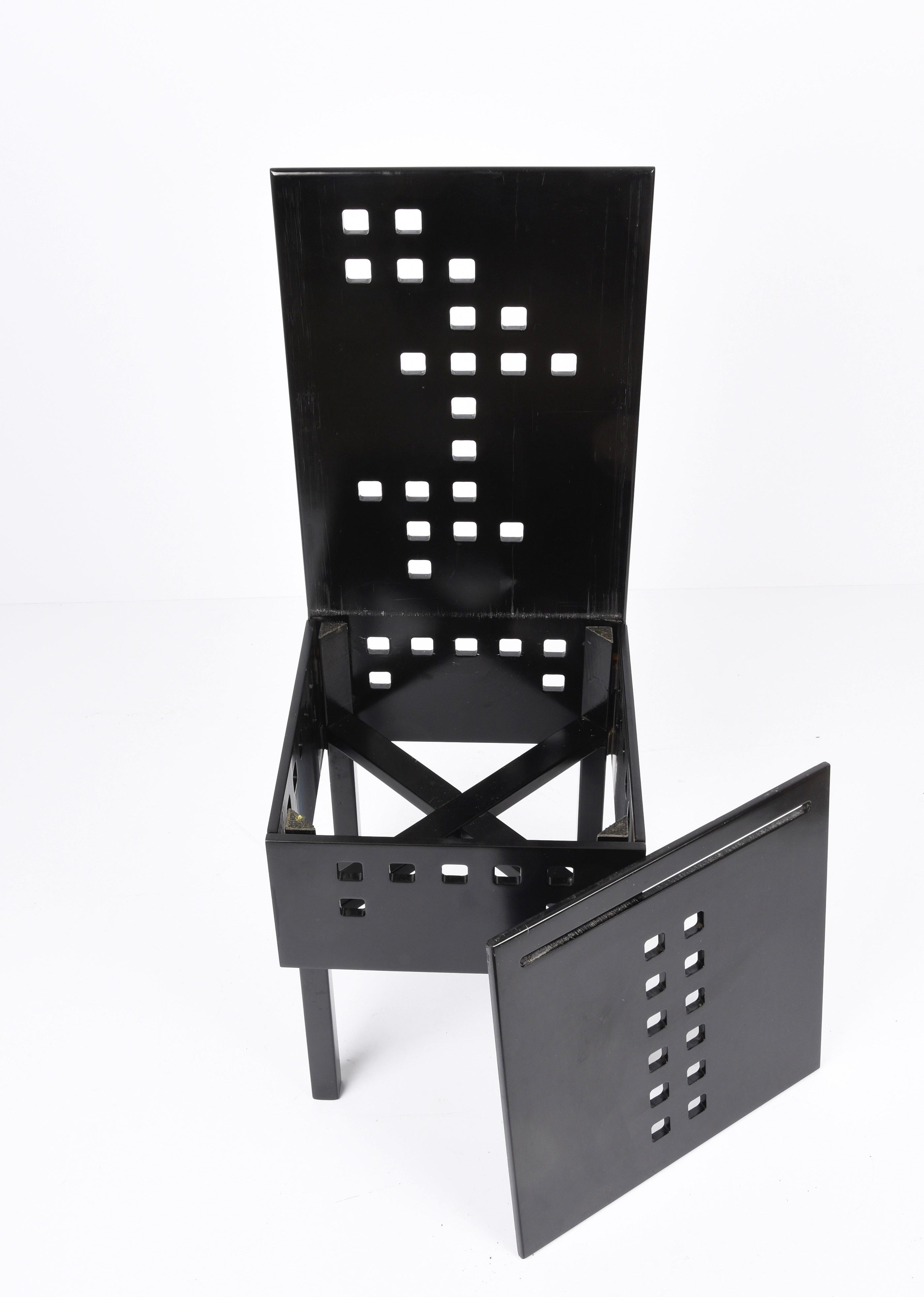Midcentury Lacquered Black Ash Wood Chair after Charles Rennie Mackintosh, 1980s 9