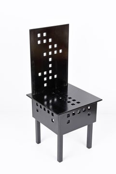 Midcentury Lacquered Black Ash Wood Chair after Charles Rennie Mackintosh, 1980s
