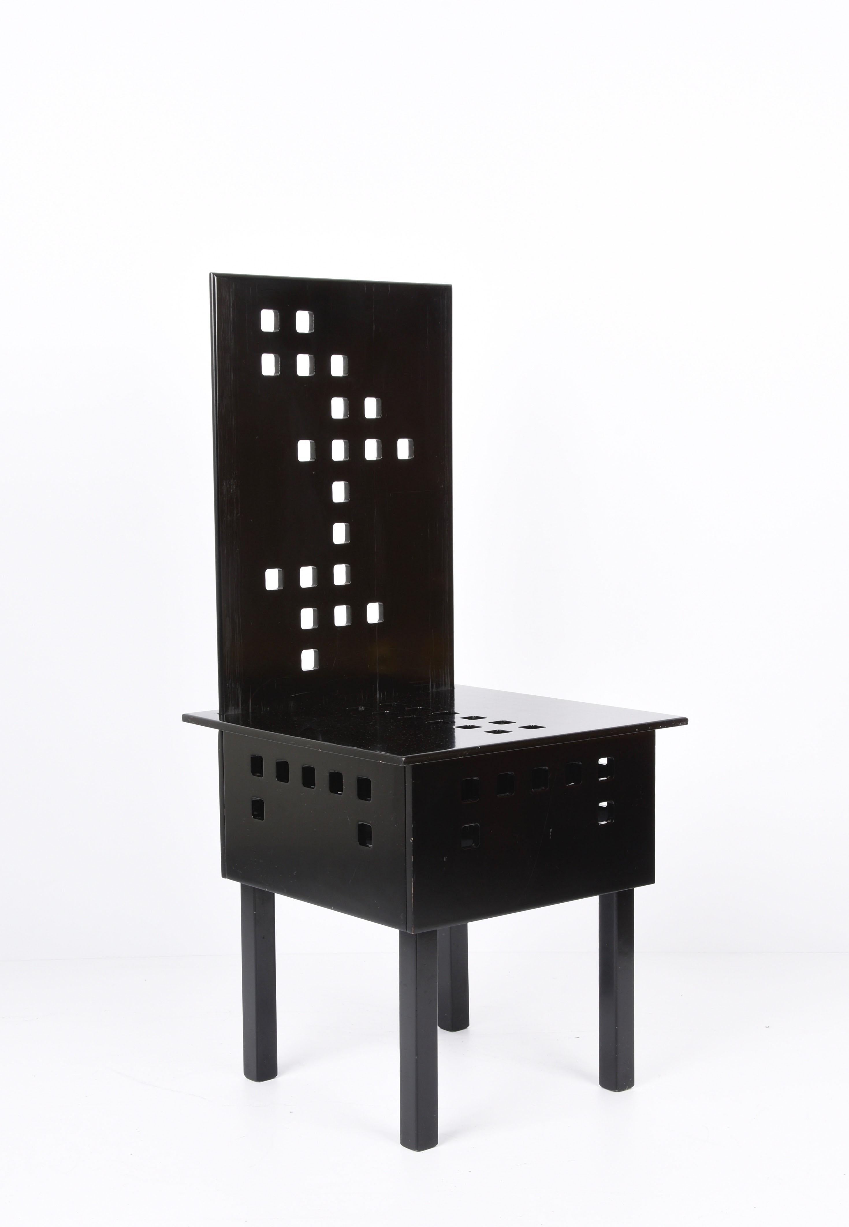 Late 20th Century Midcentury Lacquered Black Ash Wood Chair after Charles Rennie Mackintosh, 1980s