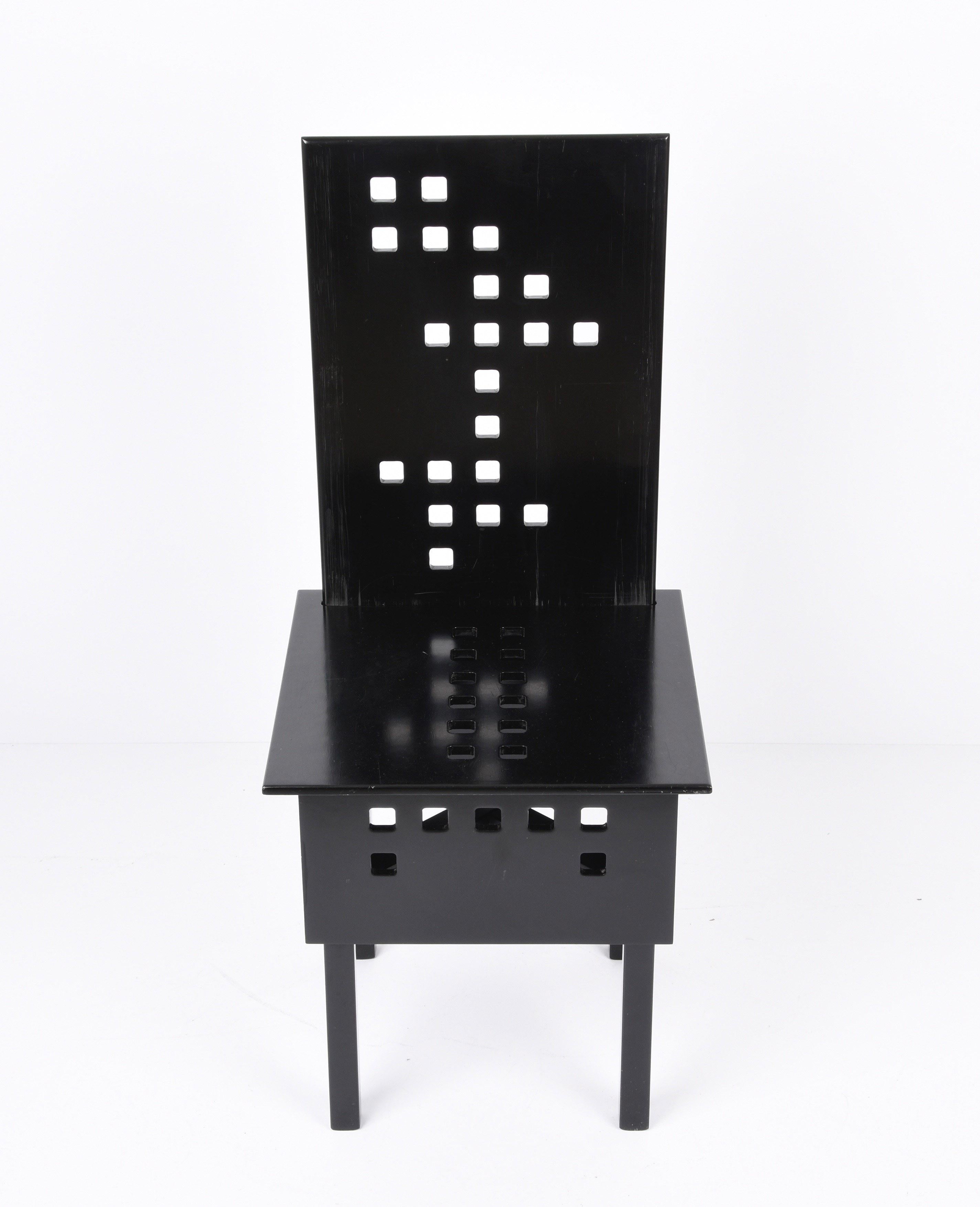 Oak Midcentury Lacquered Black Ash Wood Chair after Charles Rennie Mackintosh, 1980s
