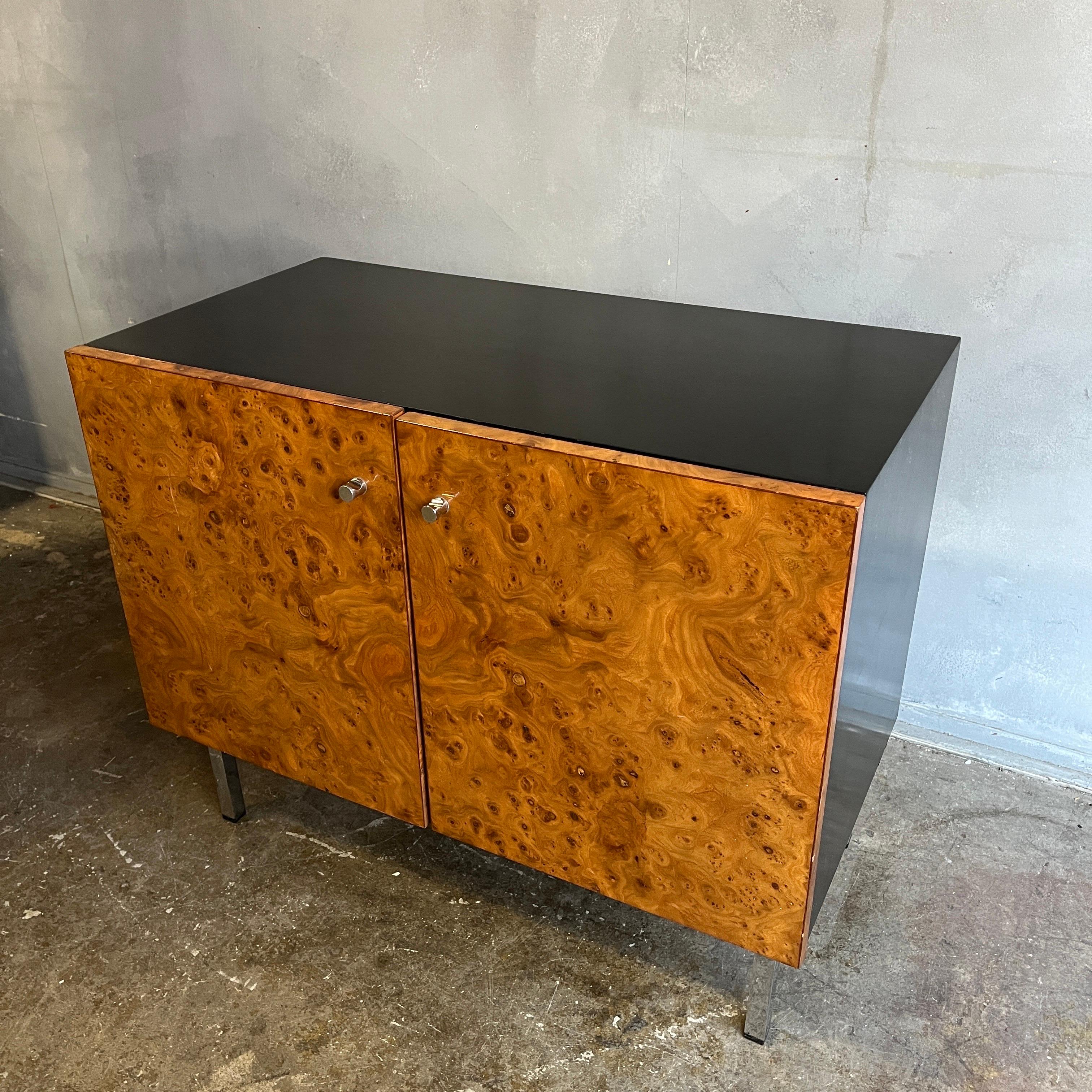 Mid-Century Modern Midcentury lacquered Credenza or Cabinet in Burl Wood
