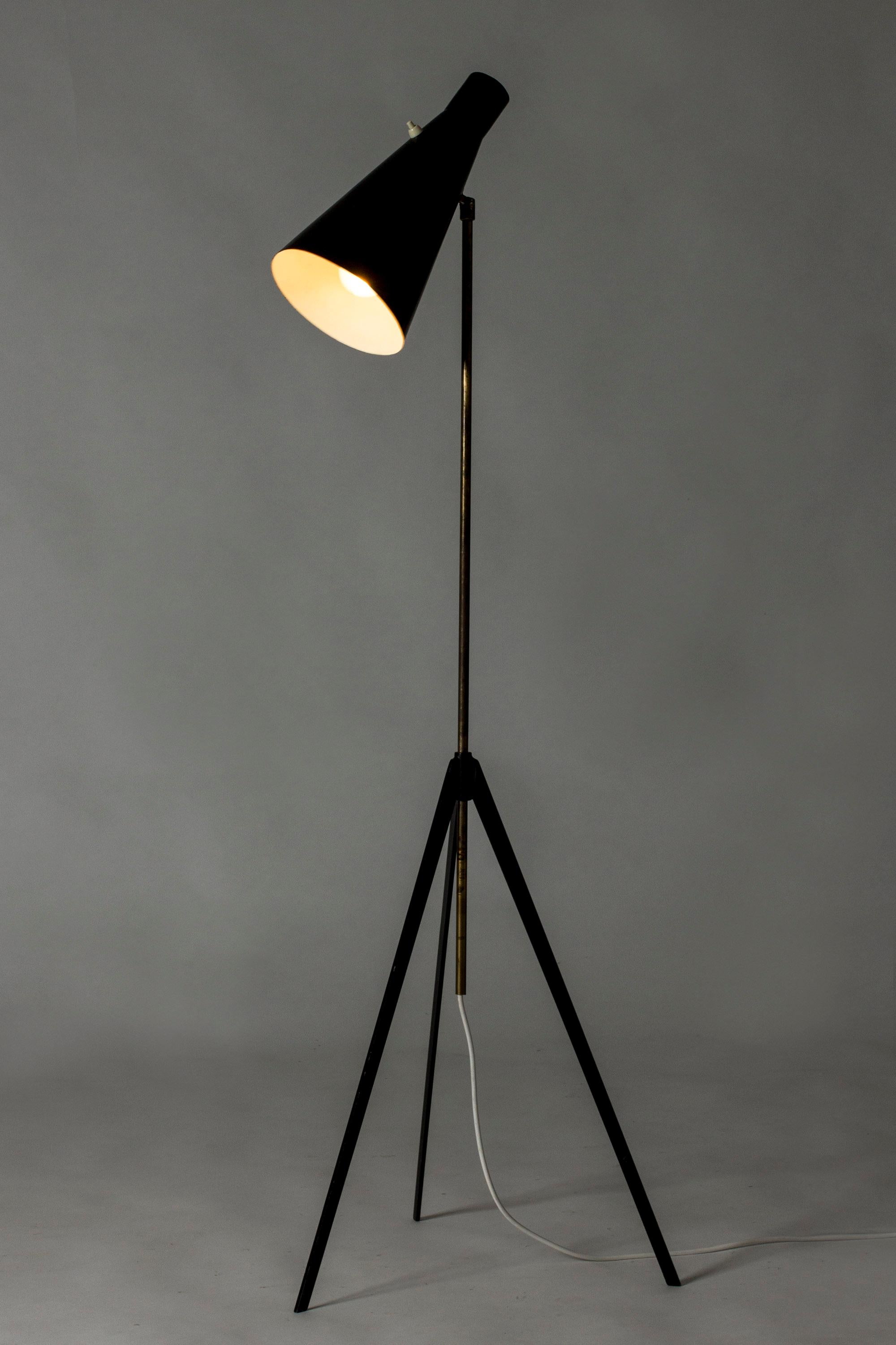 Swedish Midcentury Lacquered Metal & Brass Floor Lamp by Alf Svensson for Bergboms