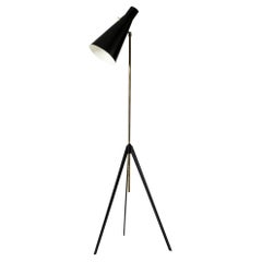 Midcentury Lacquered Metal & Brass Floor Lamp by Alf Svensson for Bergboms