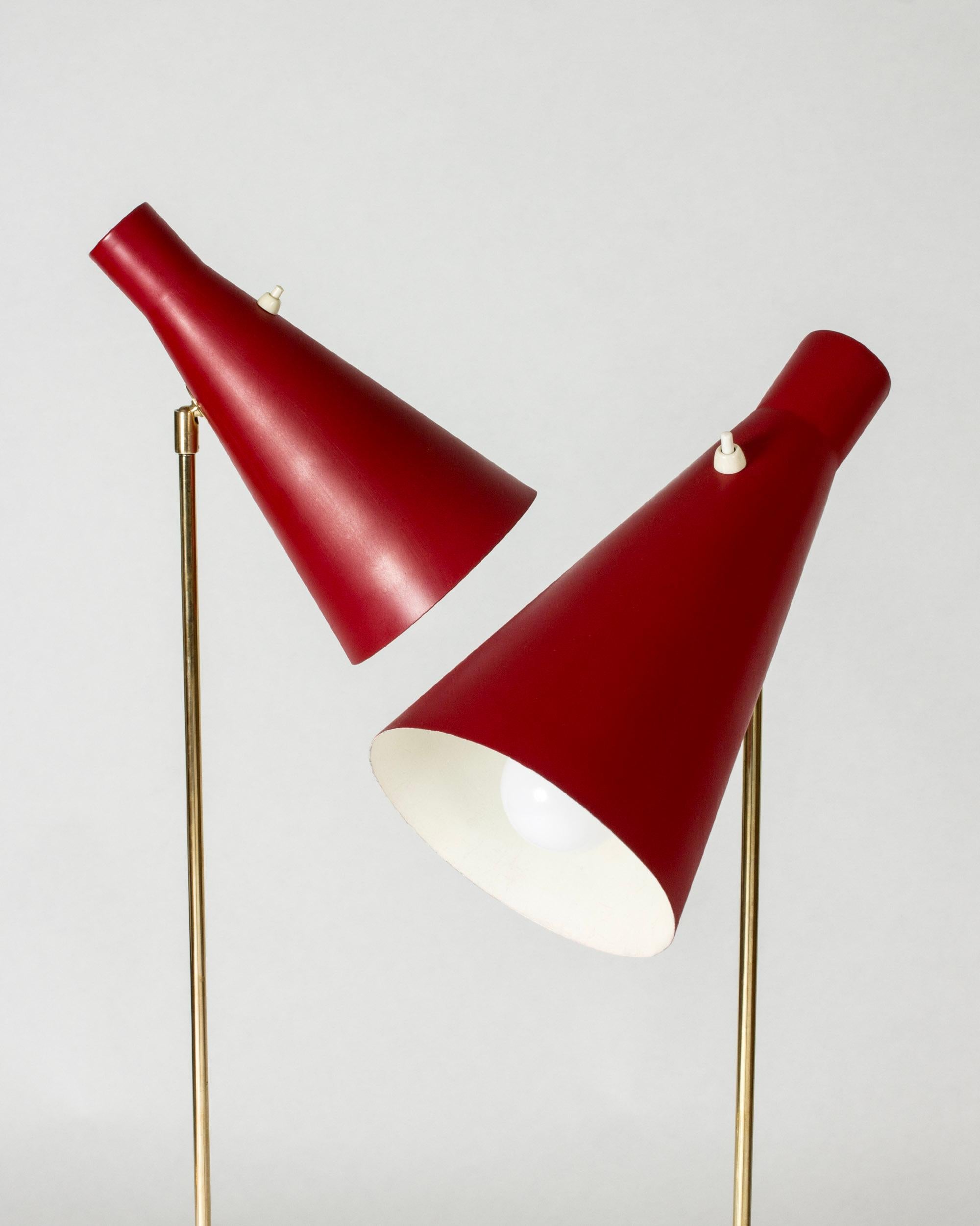 Midcentury Lacquered Metal & Brass Floor Lamps by Alf Svensson for Bergboms For Sale 1