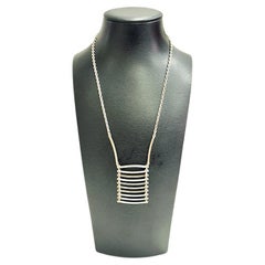 Midcentury Ladderlike Silverpendant by NE From 1960s, Denmark