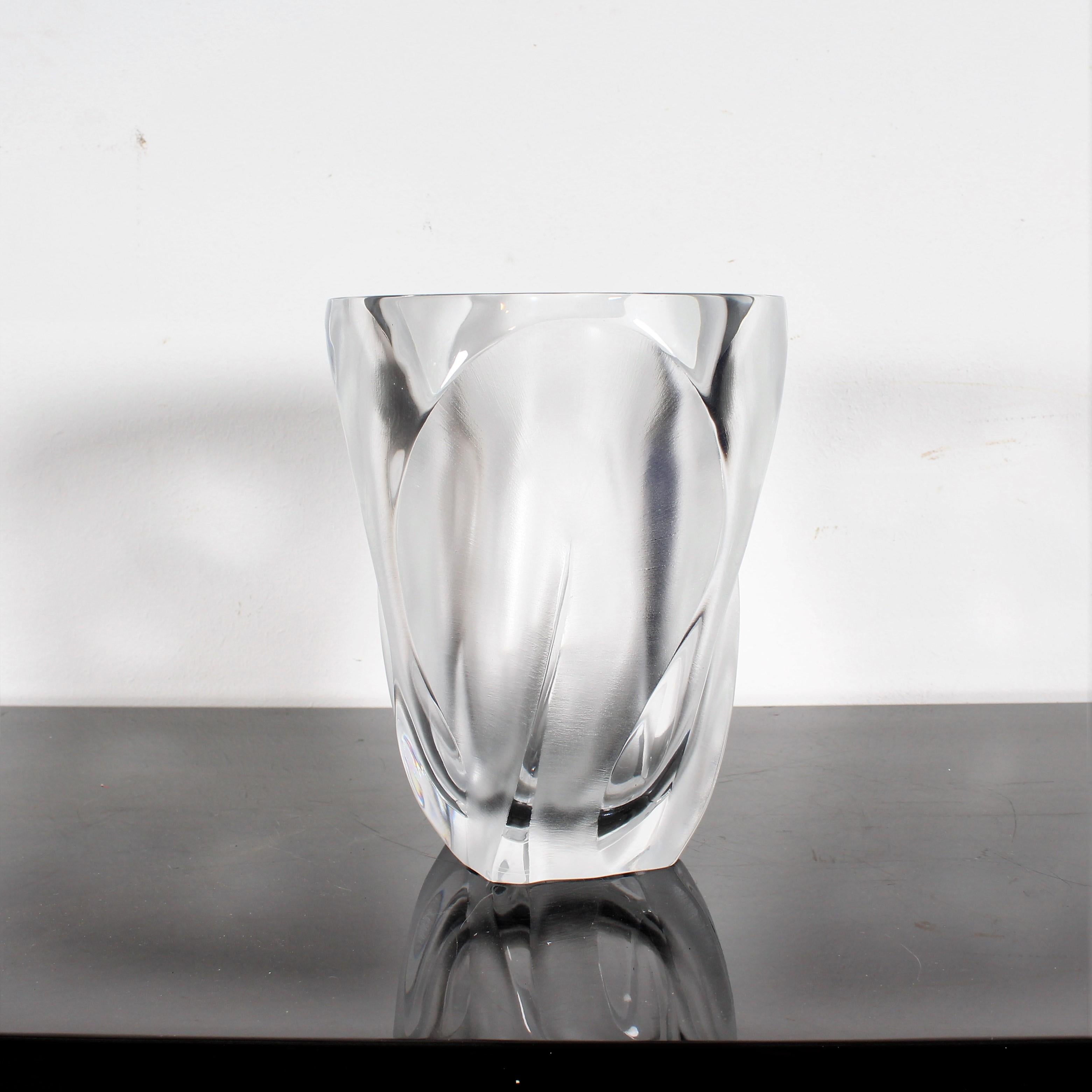 French Midcentury Lalique Ingrid Vase in Clear Crystal, France, 1960s