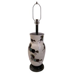 Midcentury Lamp with Painted Horses