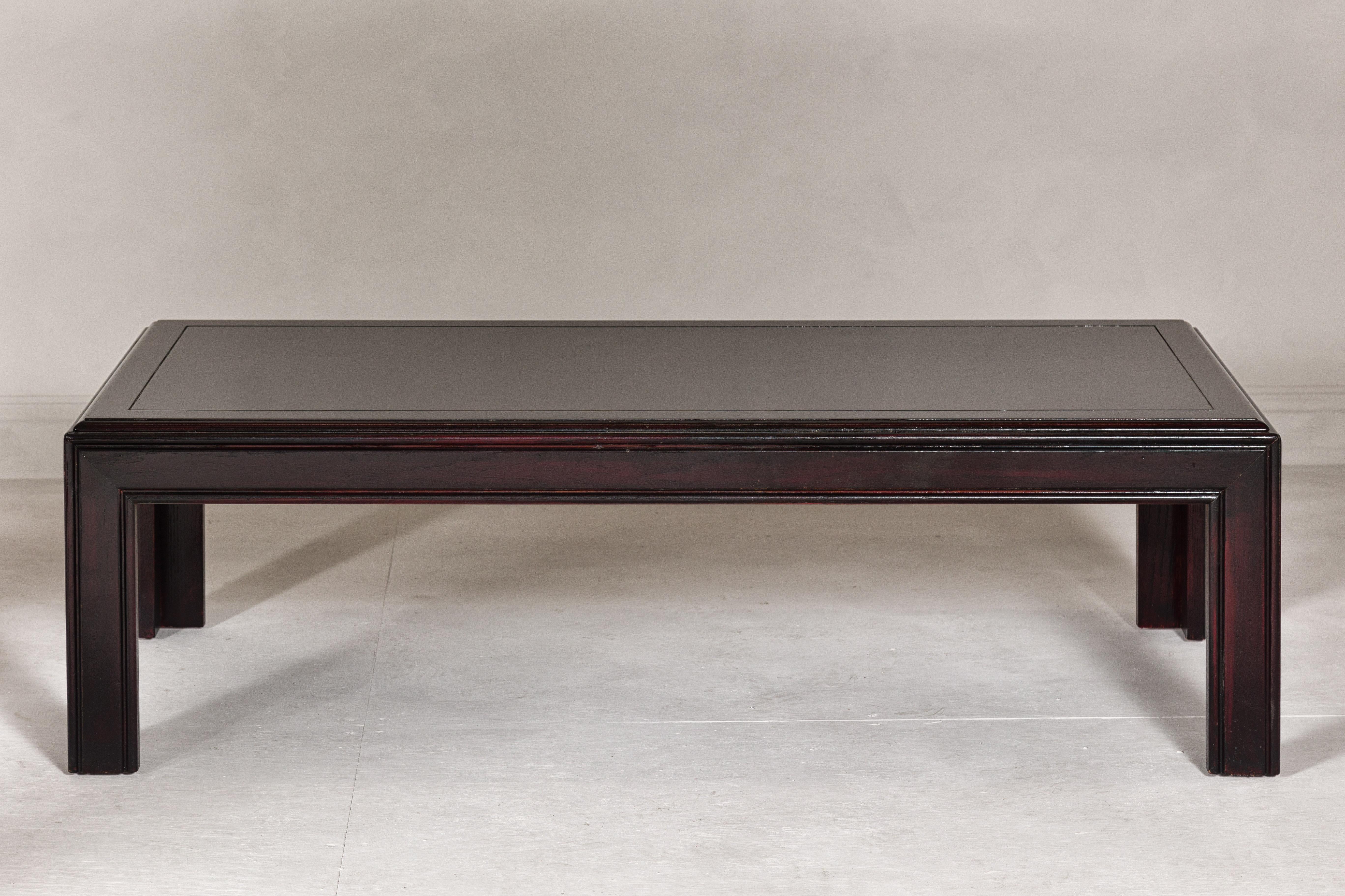 Midcentury Lane Altavista Parsons Legs Coffee Table with Herringbone Design Top For Sale 4