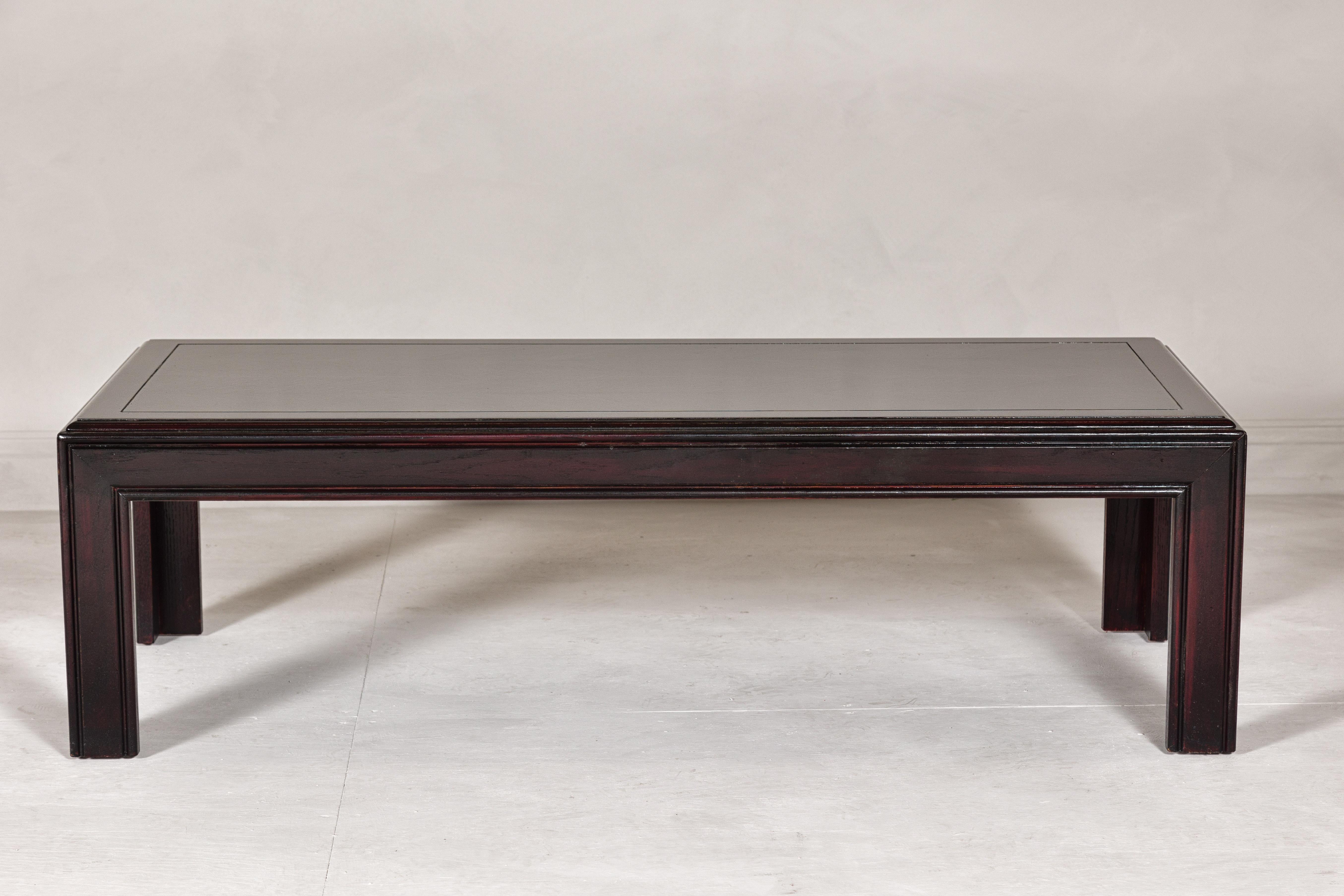 Midcentury Lane Altavista Parsons Legs Coffee Table with Herringbone Design Top For Sale 6